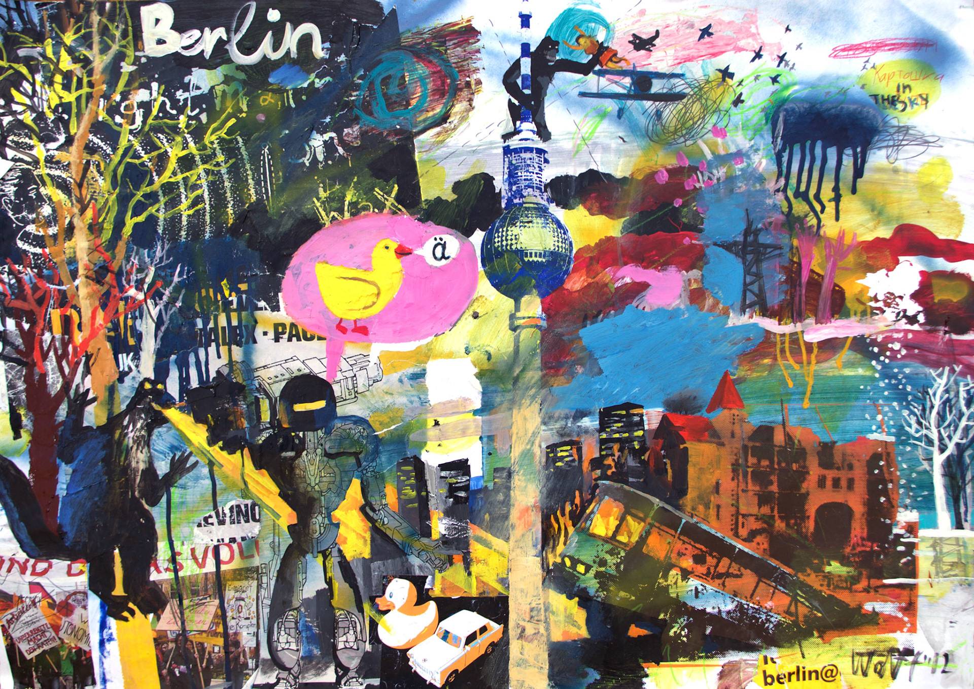 50 x 70 cm, Acryl, Siebduck und Collage auf Papier, 2012