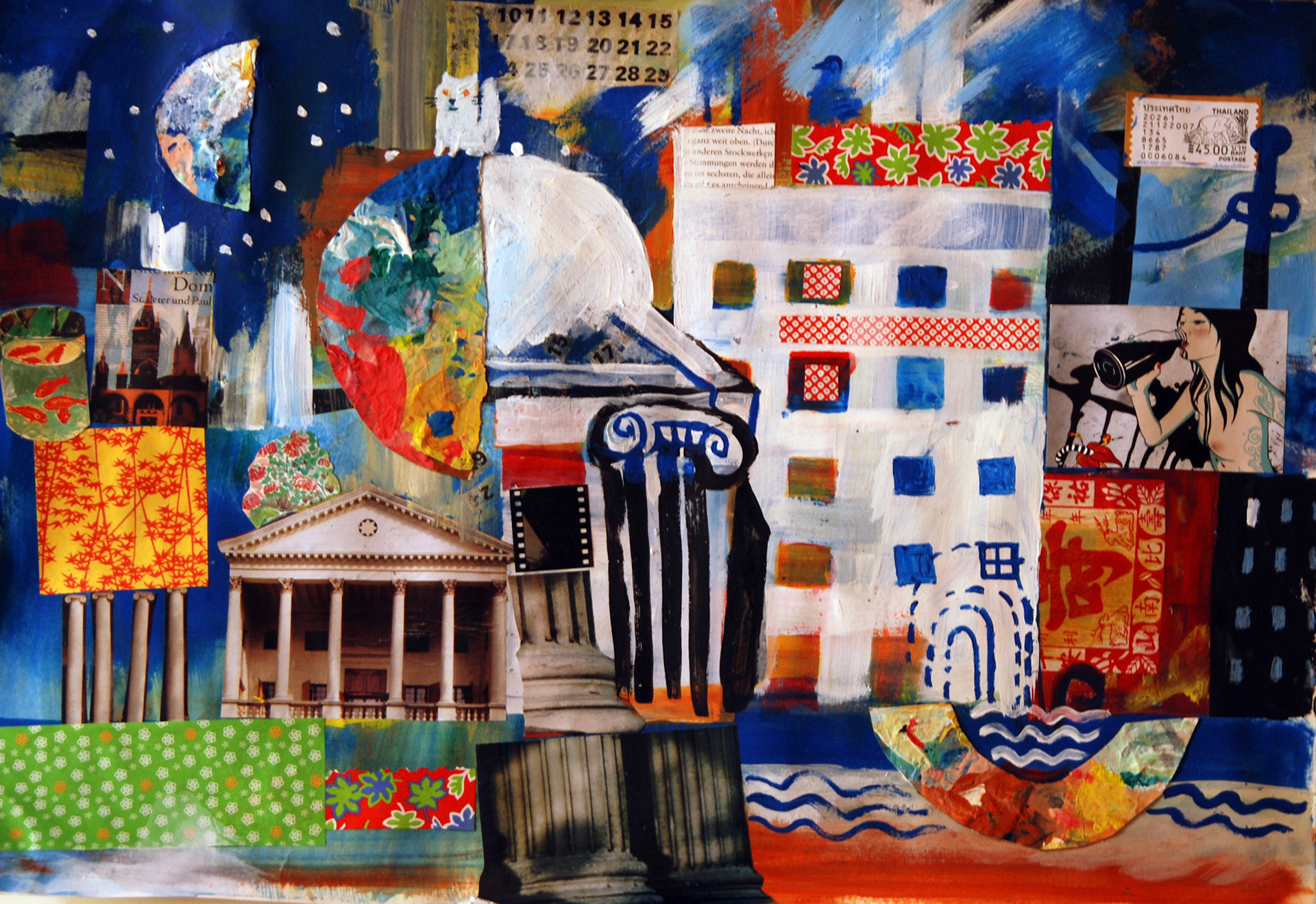 ca. 50x70 cm, Acryl und Collage auf Papier, 2009
