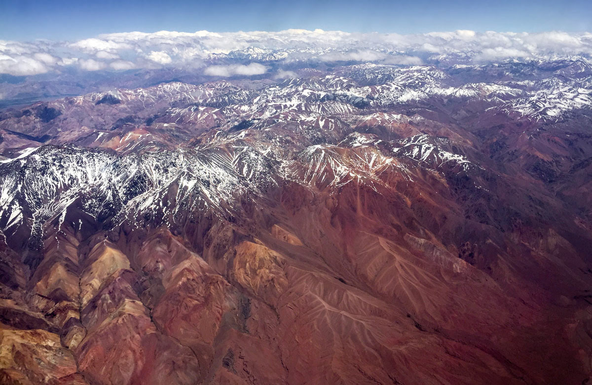 iPhone shot from the airplane, flying over the Andes
