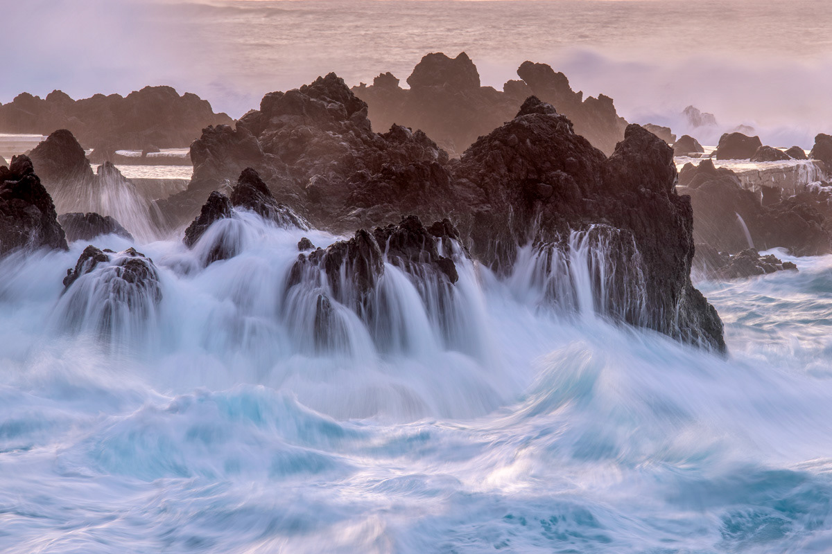 the wild waves of the north coast at sunset