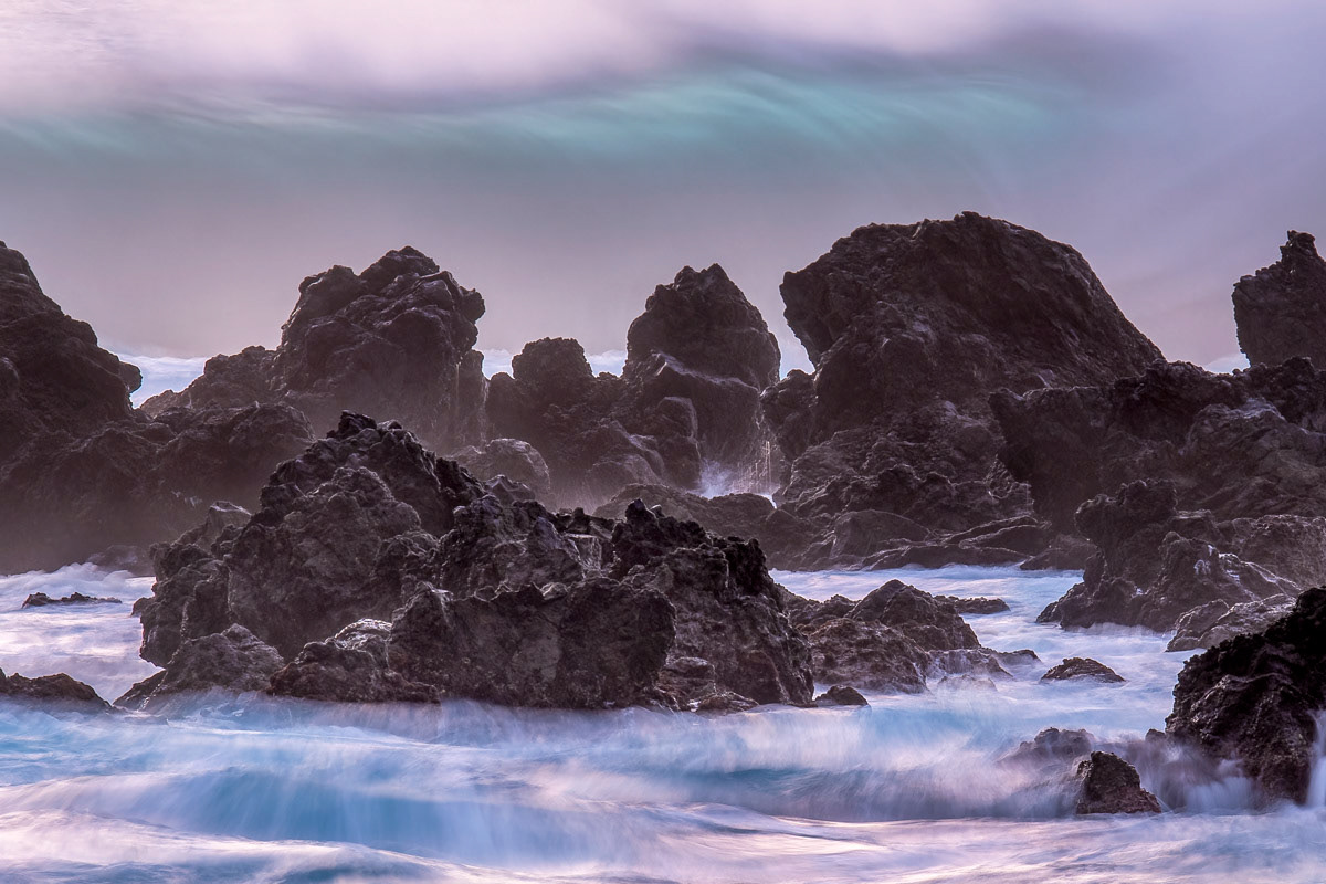 the wild waves of the north coast at sunset