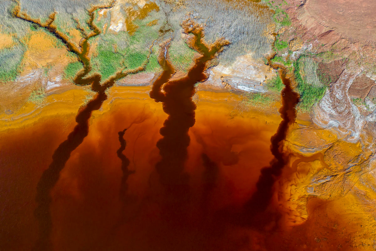 drone footage of a nearby reservoir