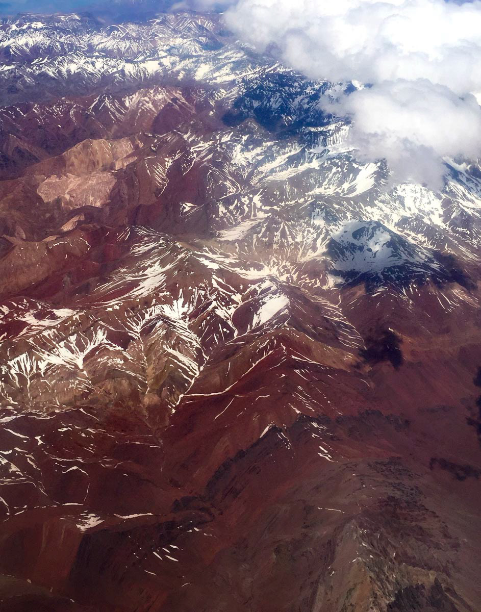 iPhone shot from the airplane, flying over the Andes