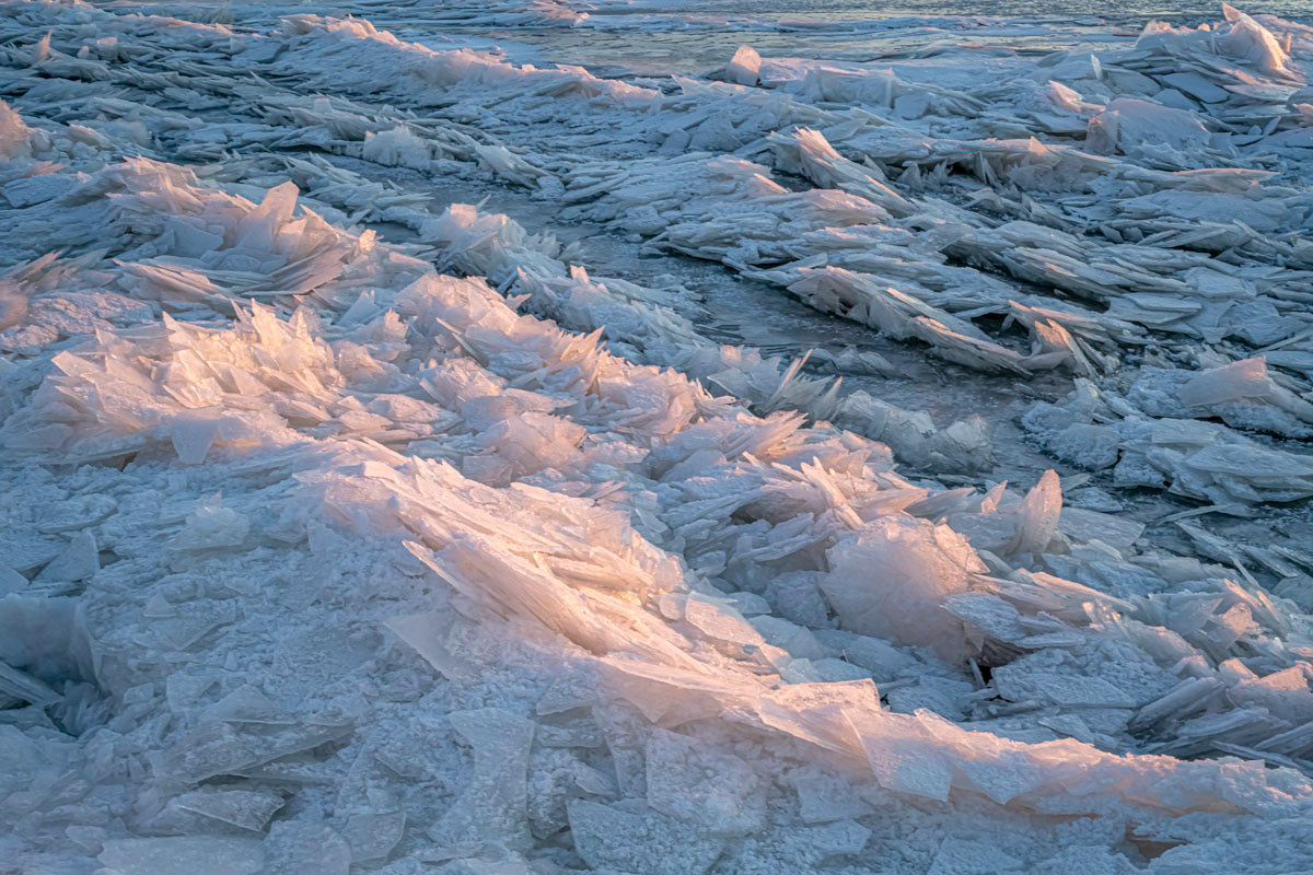 when the first rays of sunlight hit the ice