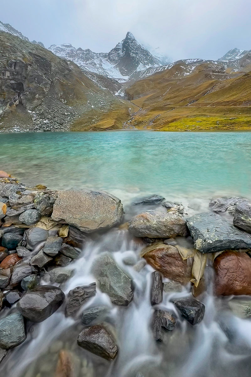 a lake high up in the mountains