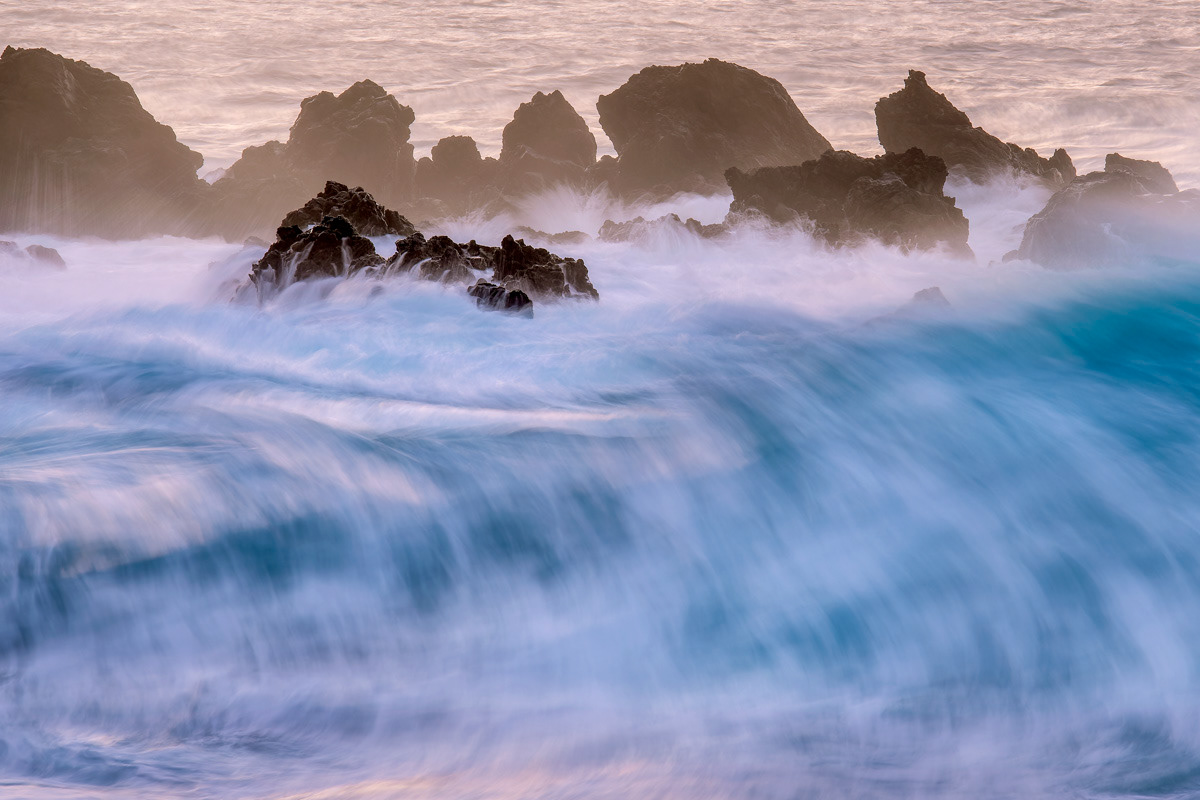 the wild waves of the north coast at sunset