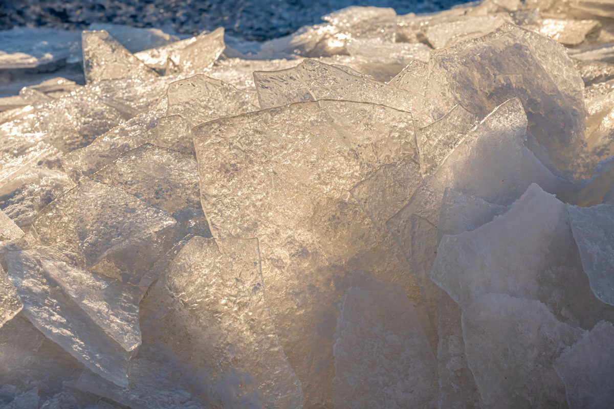drift ice just after sunrise 