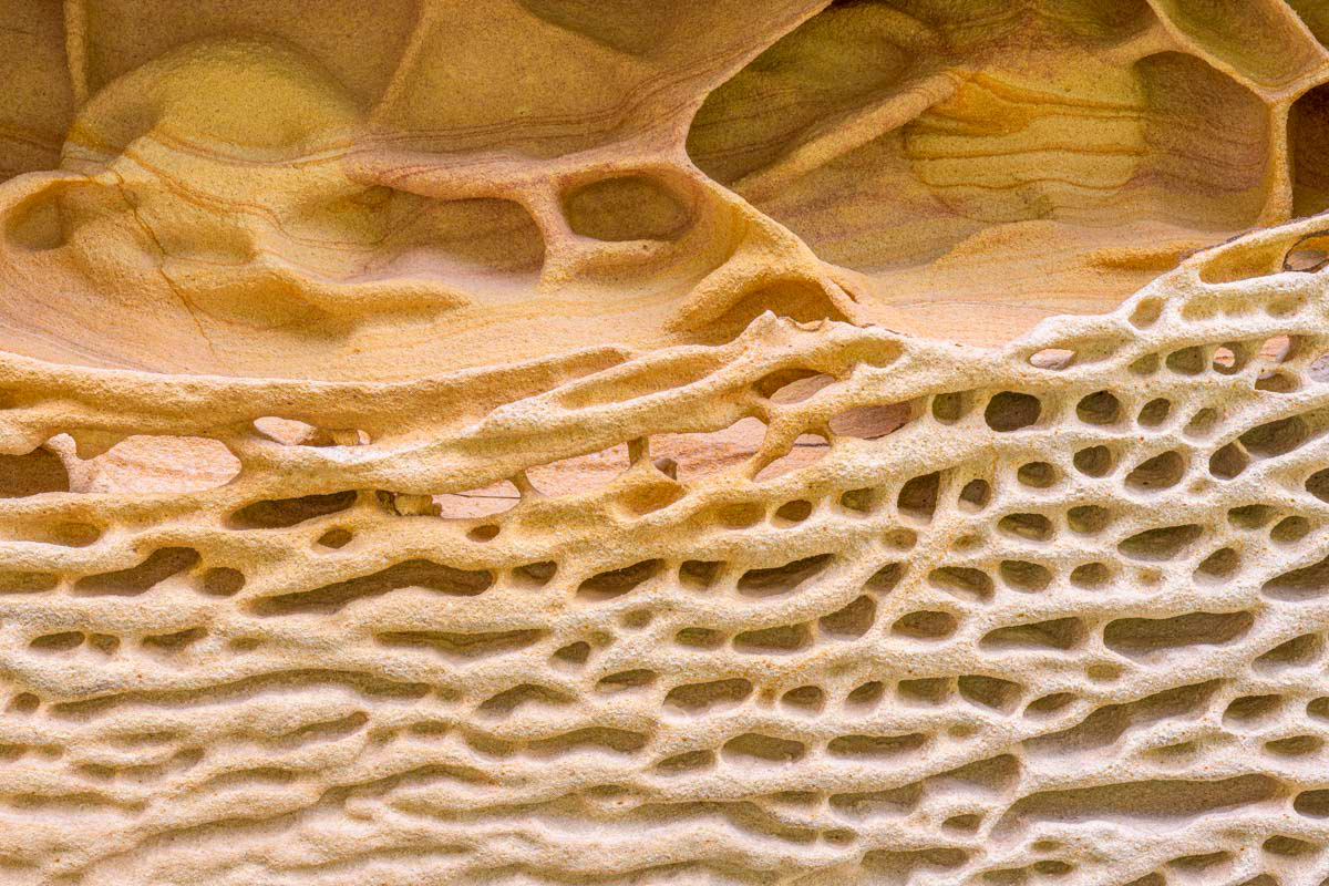lines and structures in sandstone half-caves