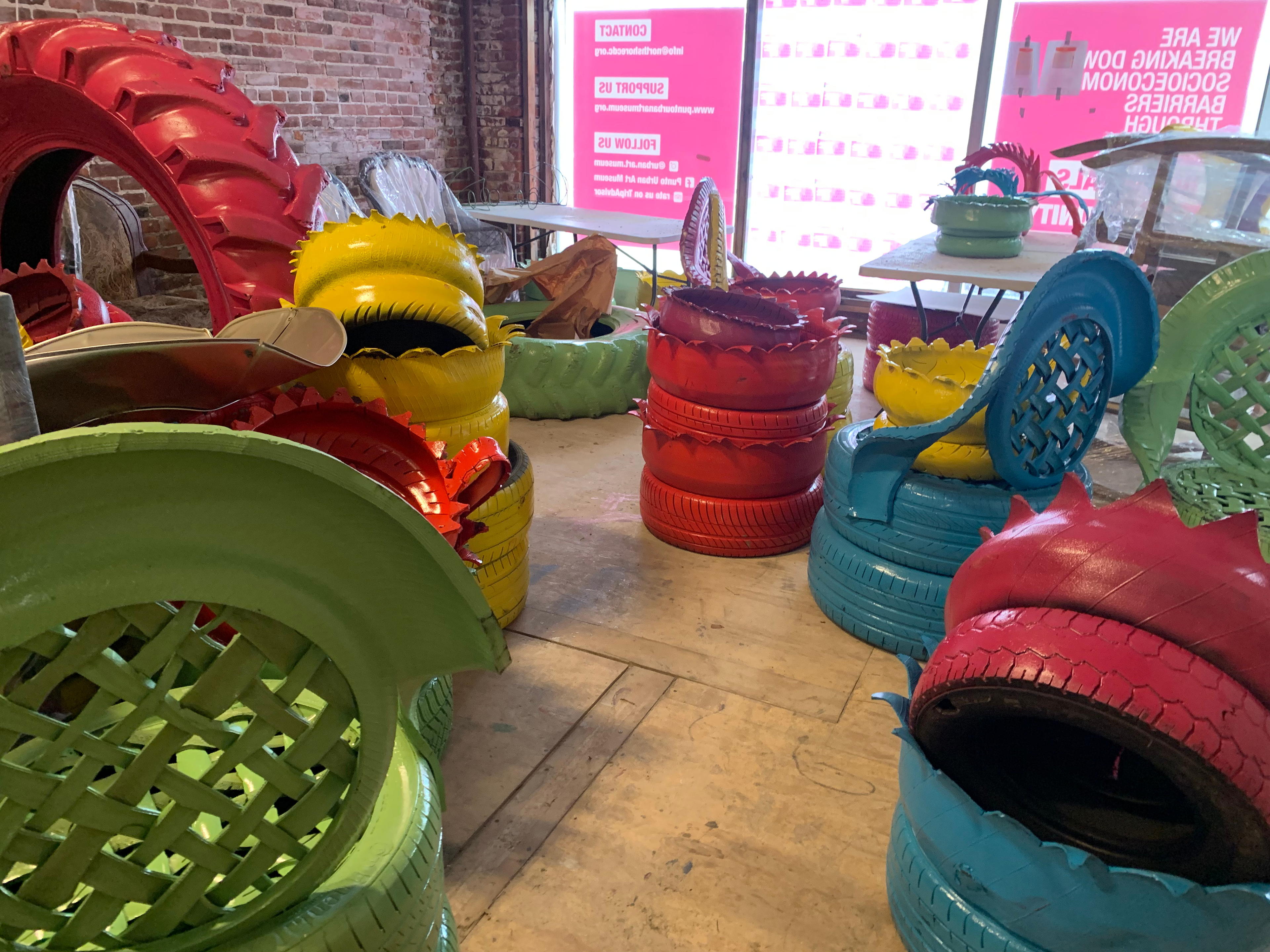 Repurposed tire delivery from the Dominican Rebpulic