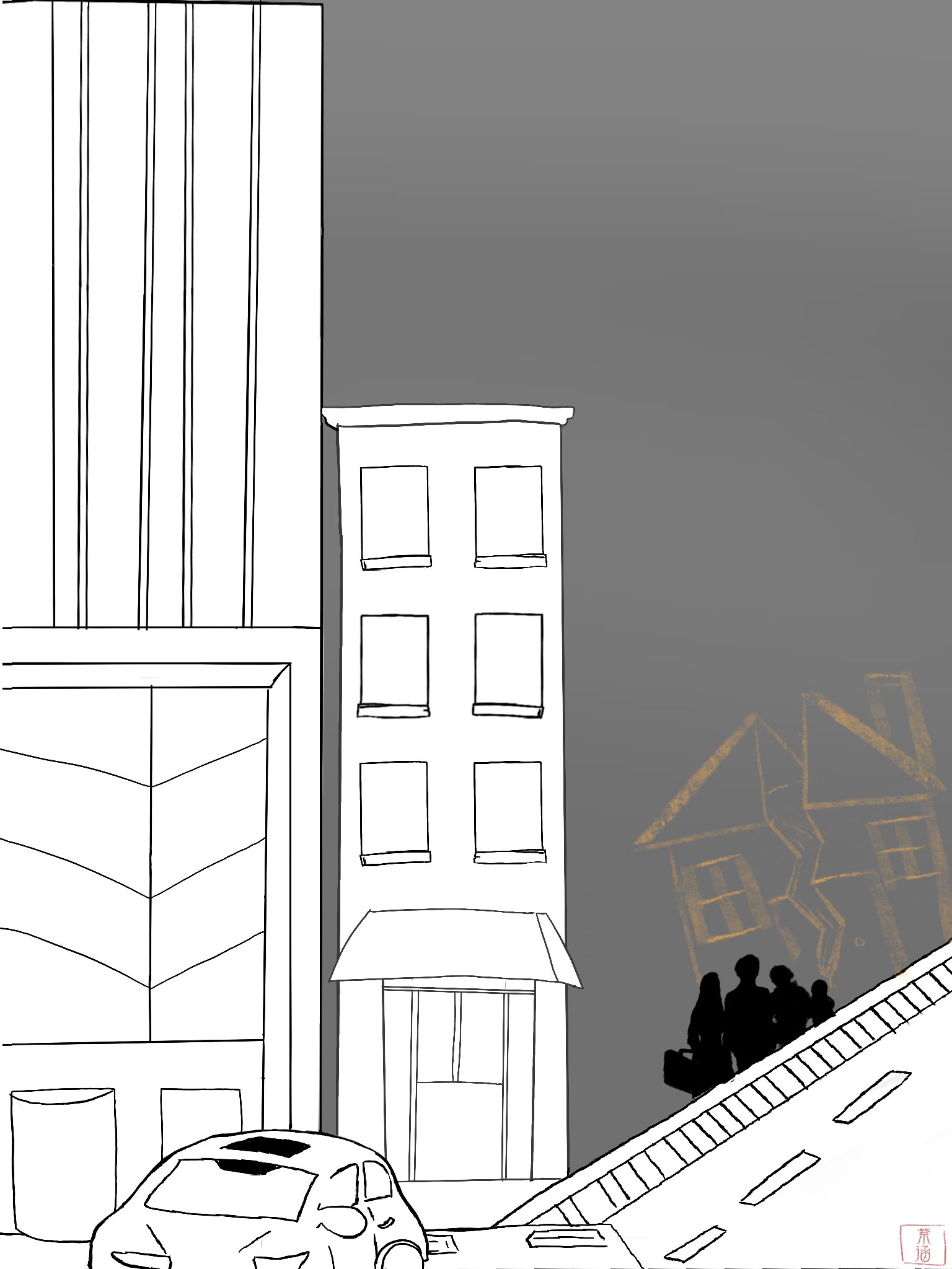The Chinatown buildings being taken down for the highway and dislocated chinatown residents.