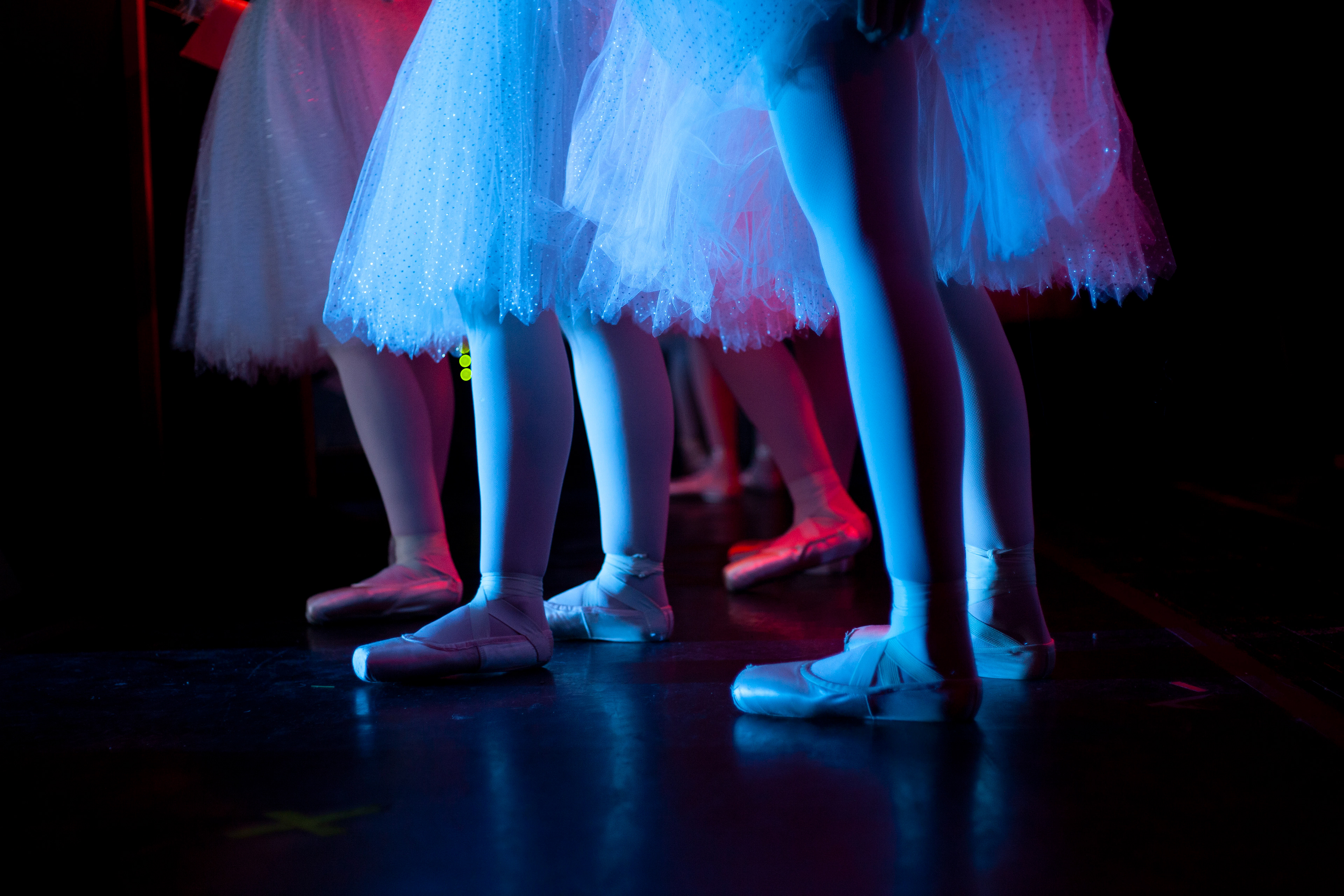 Ballerinas wait backstage before their performance in the Nutcracker at Macon Georgia's Grand Opera House on Dec. 6, 2022.