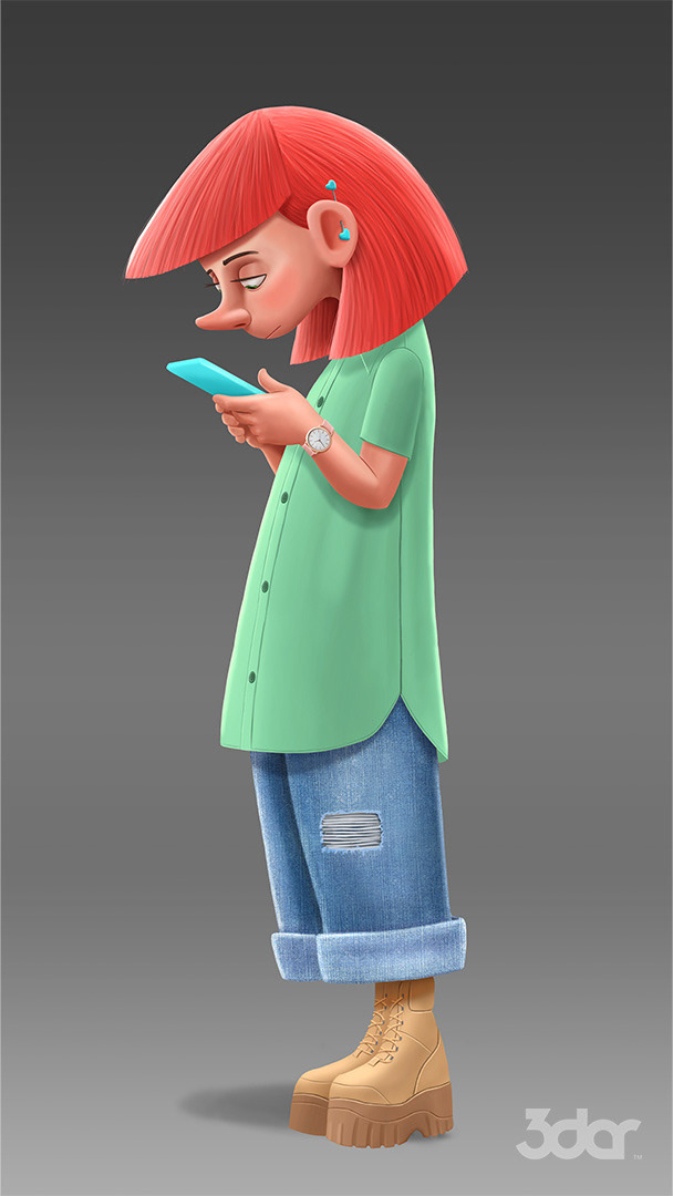 Character color key by me. Character design (line art) by Aleksei Baidakov. Addicted To It (2026). © 2026 Tierney Corp