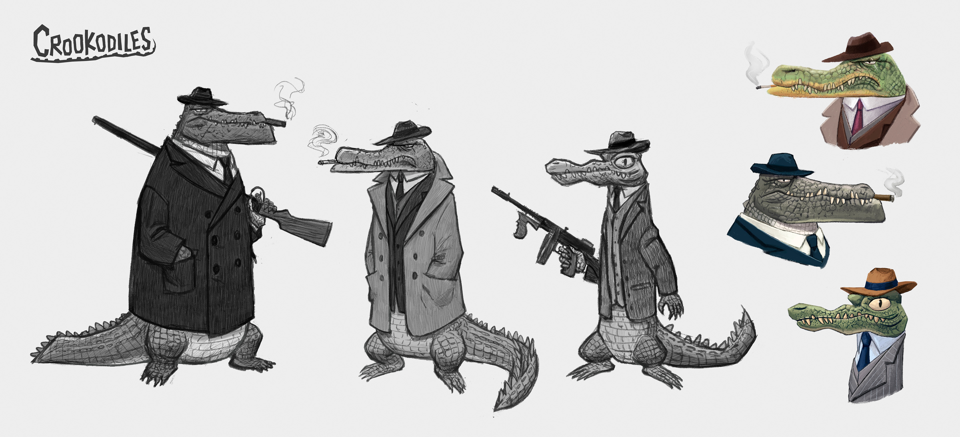A line up of gangster crocs (2021).