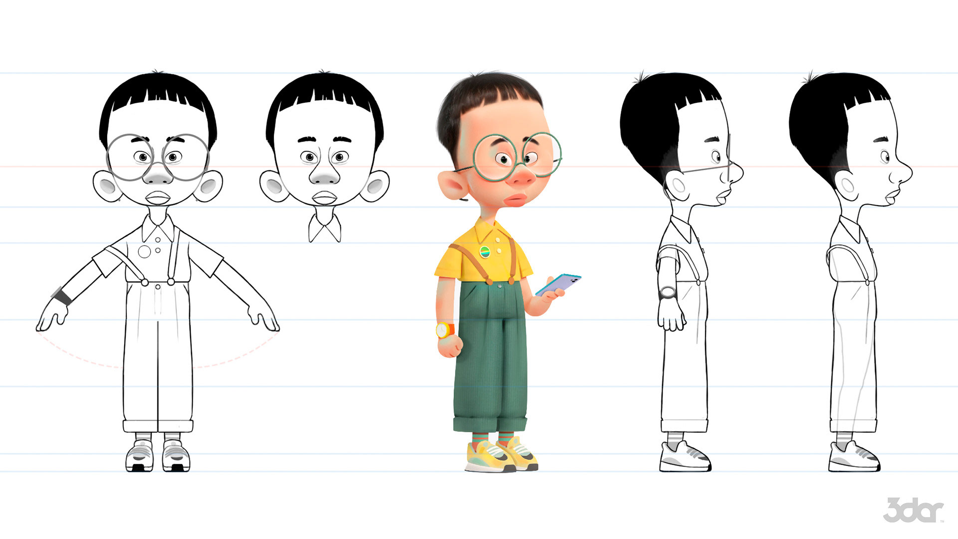 Character model sheet by me. Character concept art by Aleksei Baidakov. Addicted To It (2026). © 2026 Tierney Corp