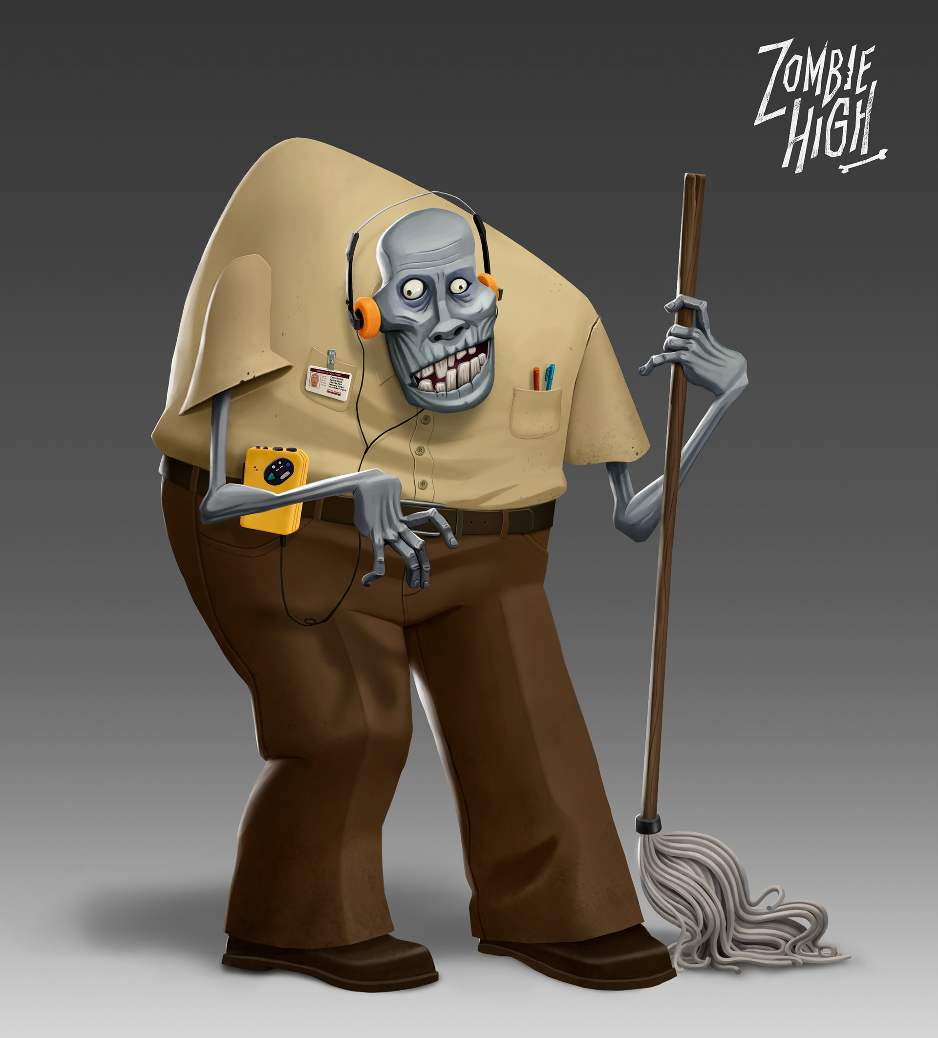 Carlos, the zombie janitor. 'Zombie High' (2022).
