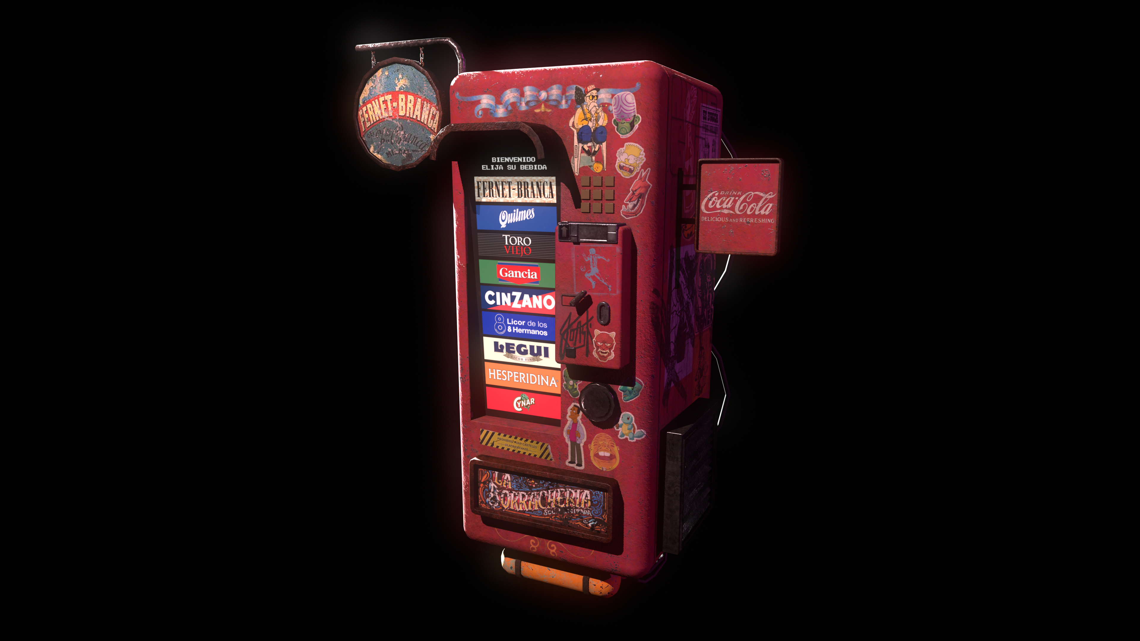 Retro-futuristic vending machine prop. Low poly 3D game asset: 6k tris (2024).
