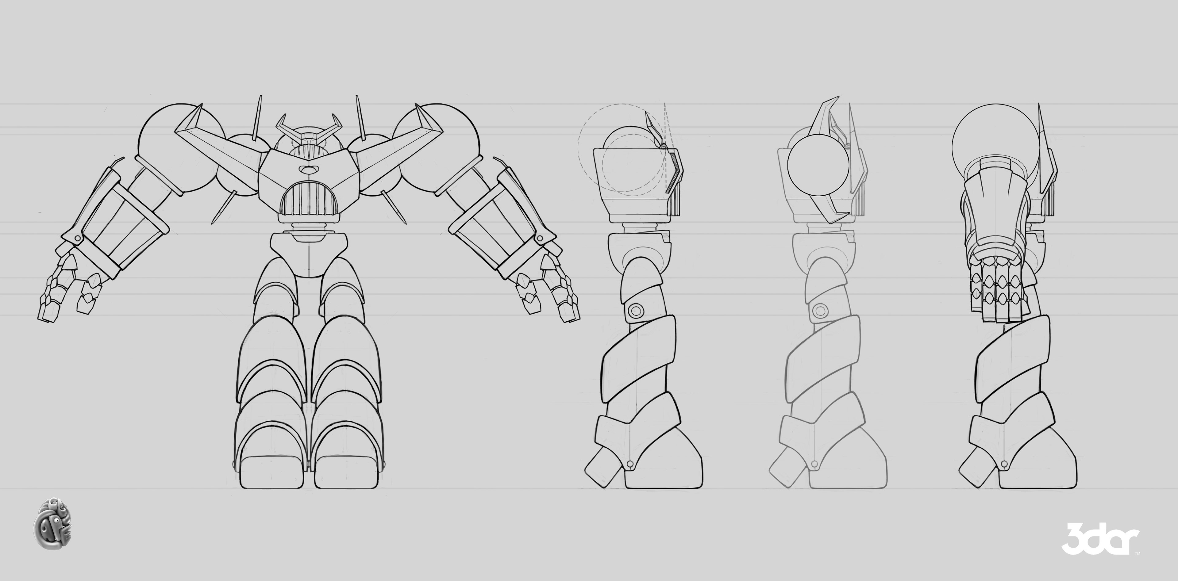 Character blue prints of the giant robot seen in the trailer.