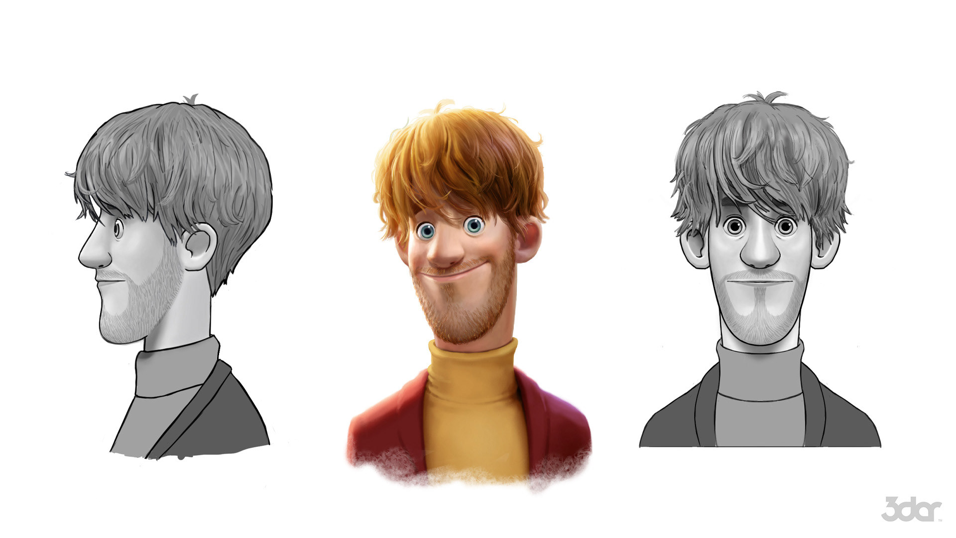 Character head model sheet.