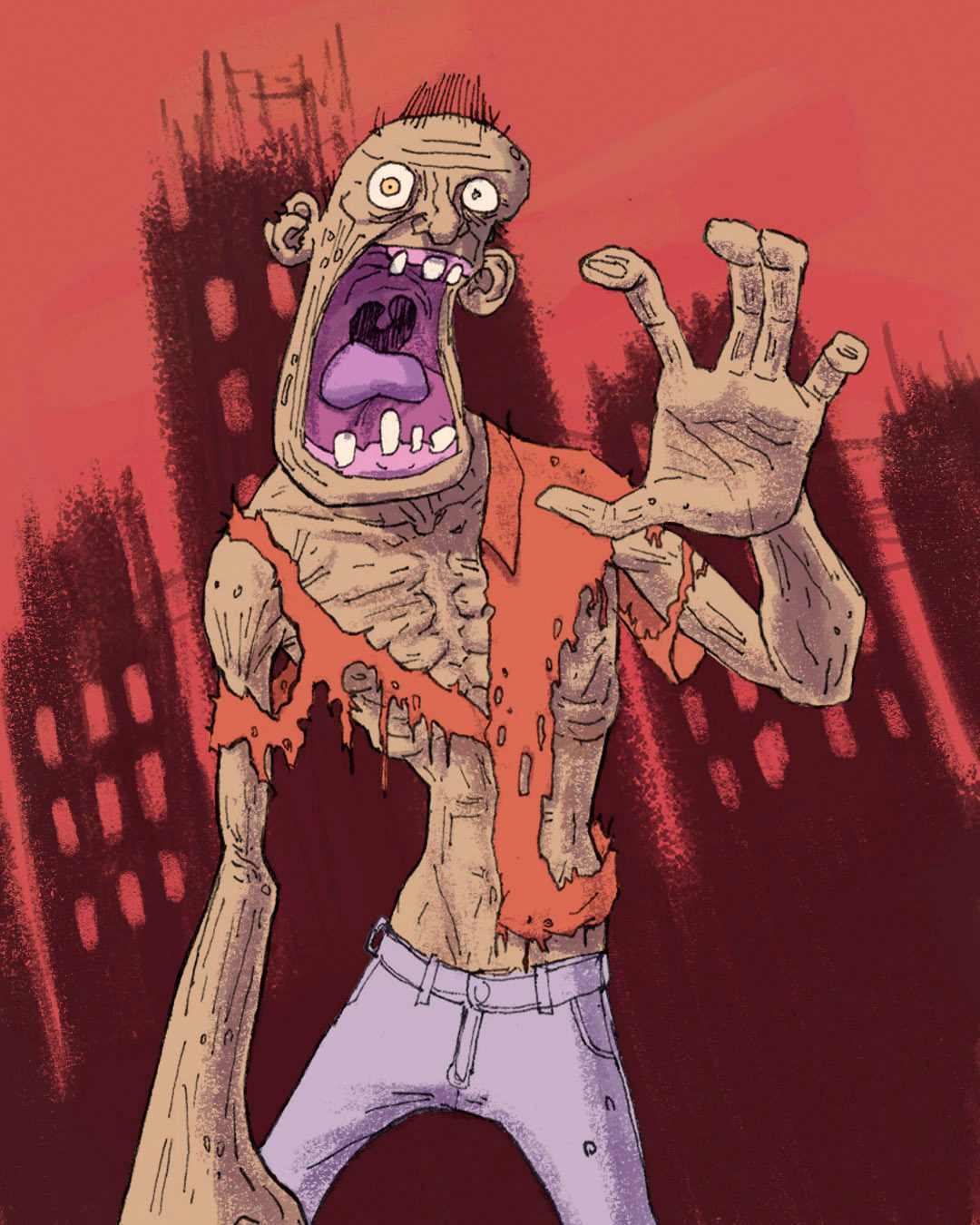 Zombie illustration from 'Monstergeddon', a personal board game project.