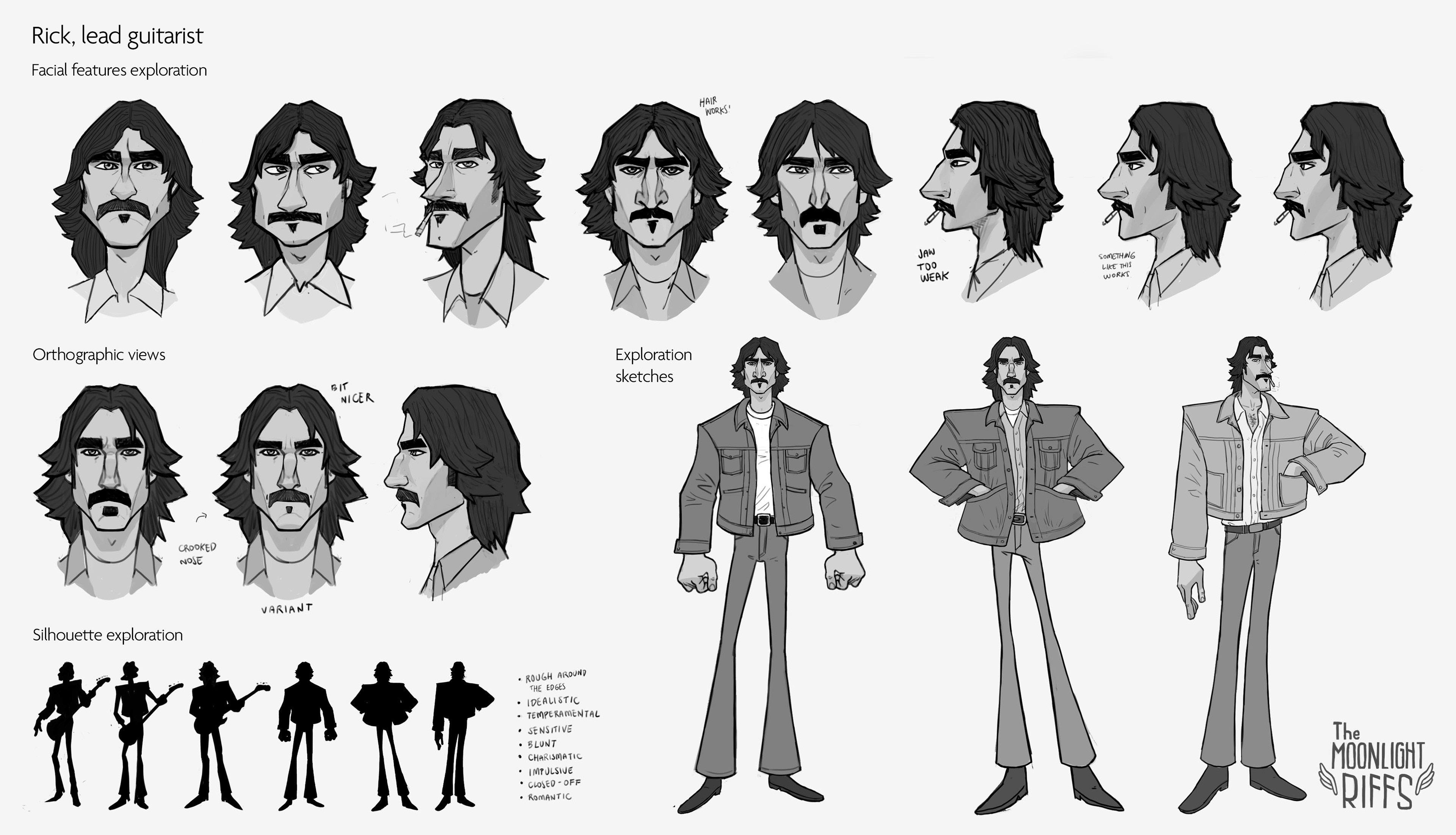 More character exploration for 'The Moonlight Riffs' (2023).