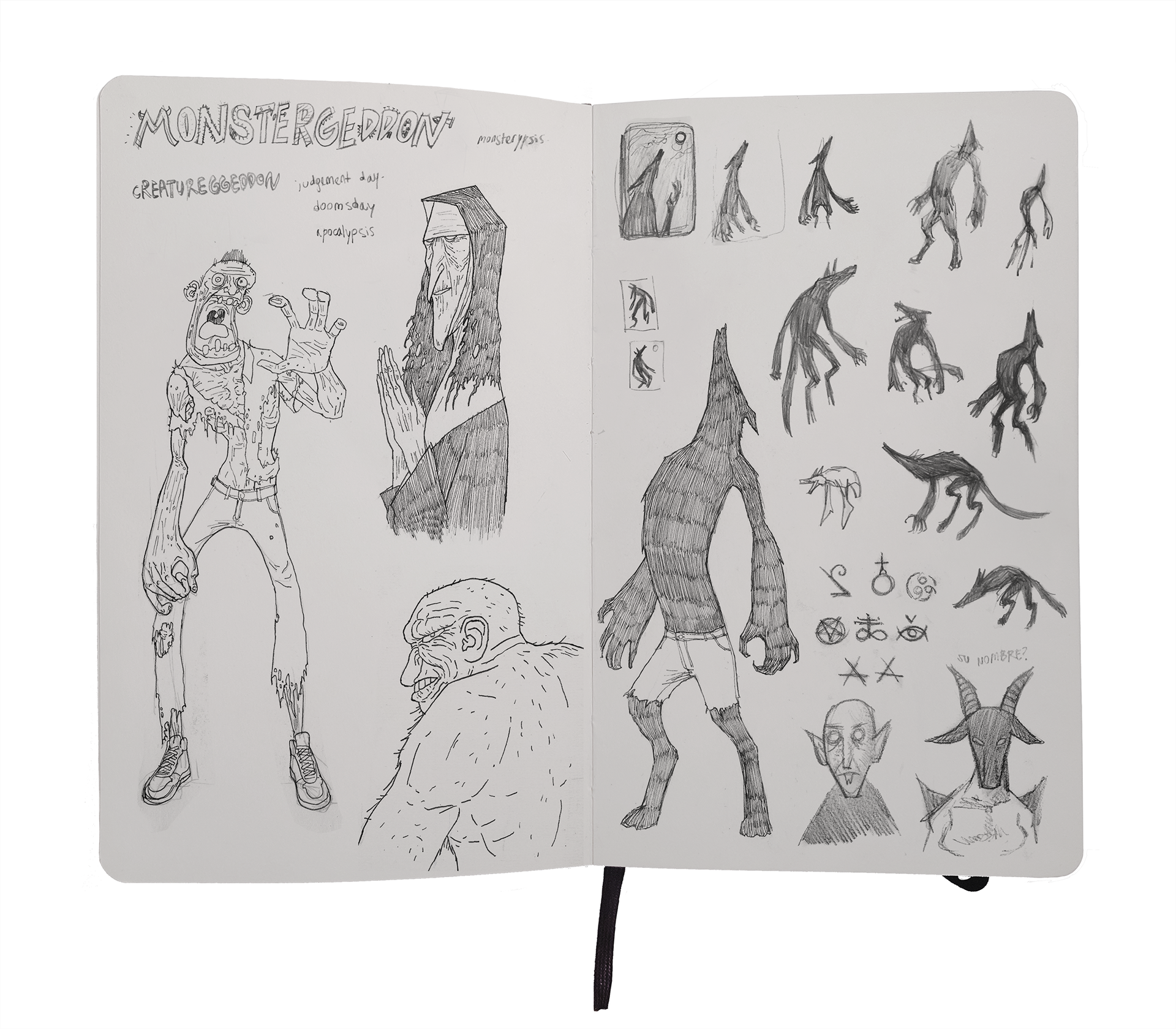 Original drawings for some of the cards, and a little exploration of ideas.