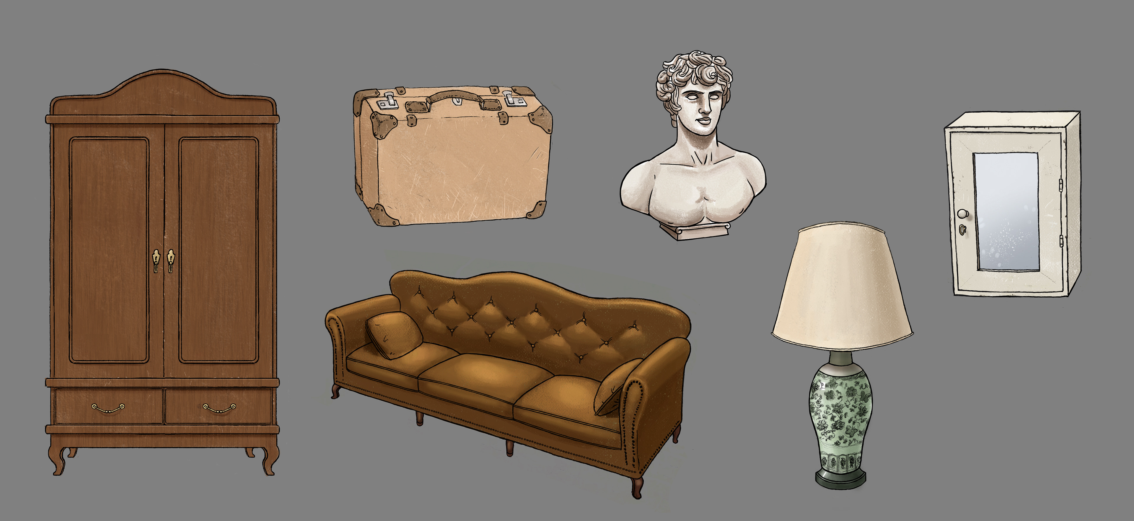 Household props for an illustrated short story. (2019)
