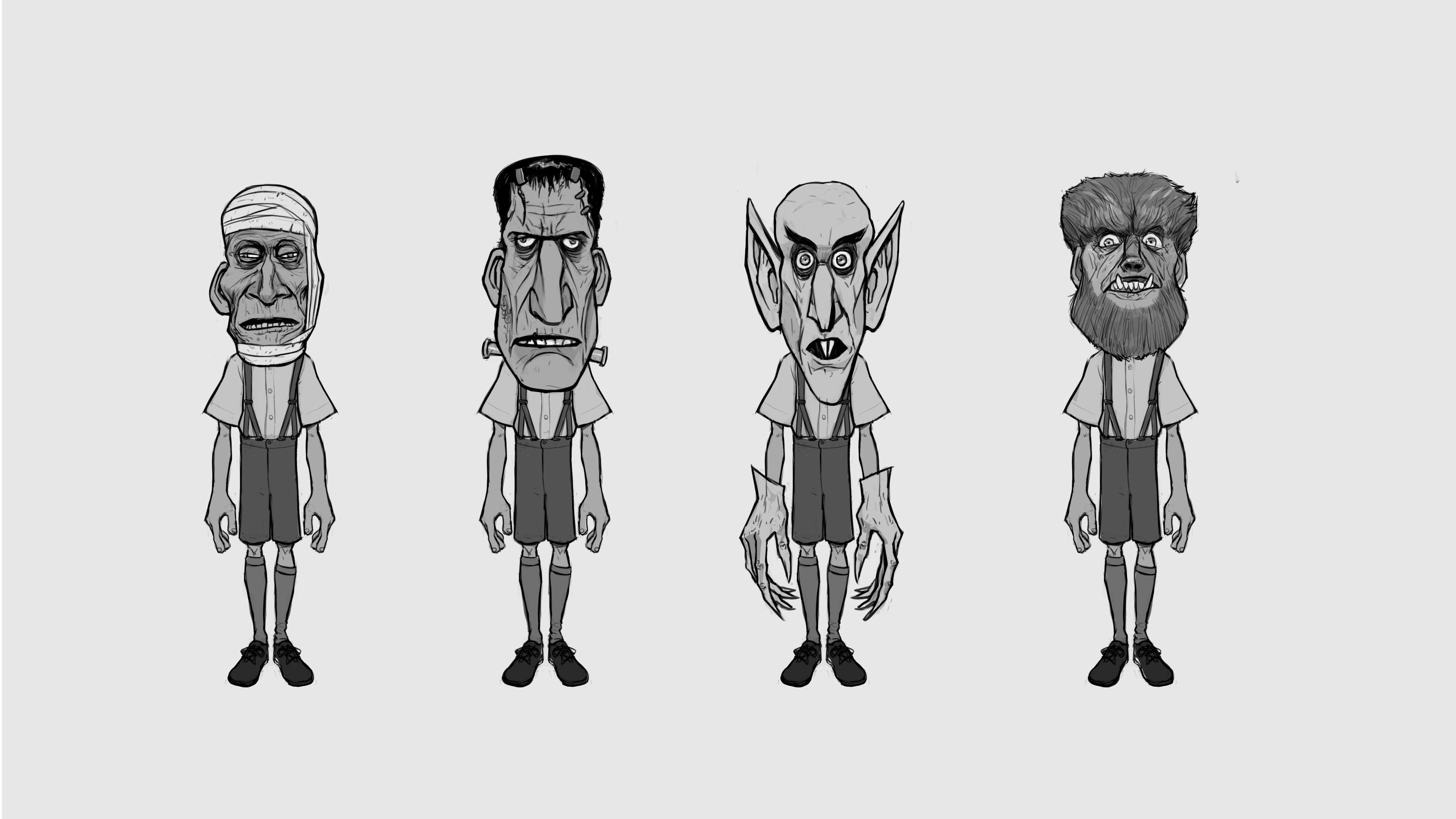 Retro monster halloween kids. (2023)