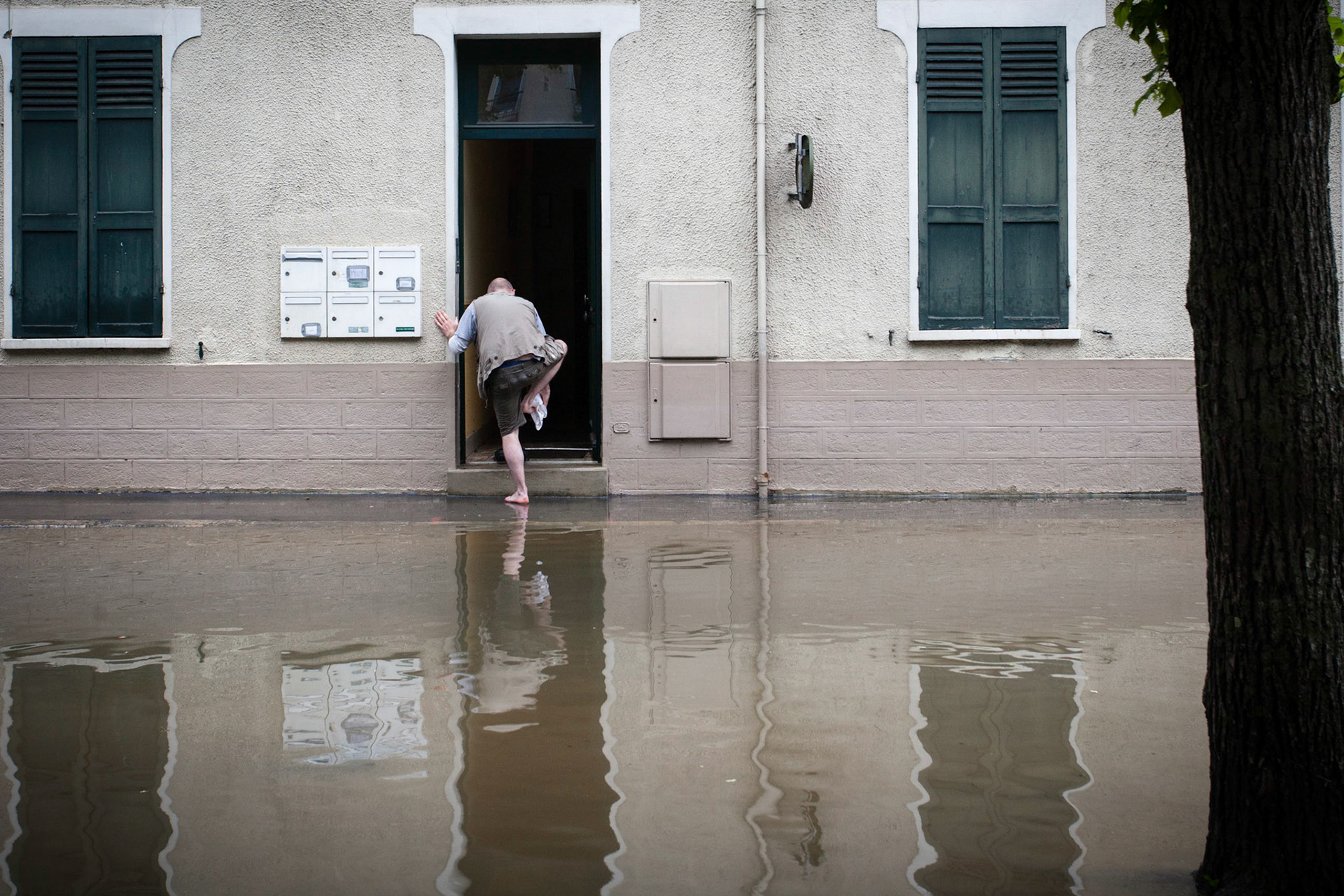 Inondations, suite à une crue du Loing, à Nemours.Nemours, FRANCE - 03/06/2016