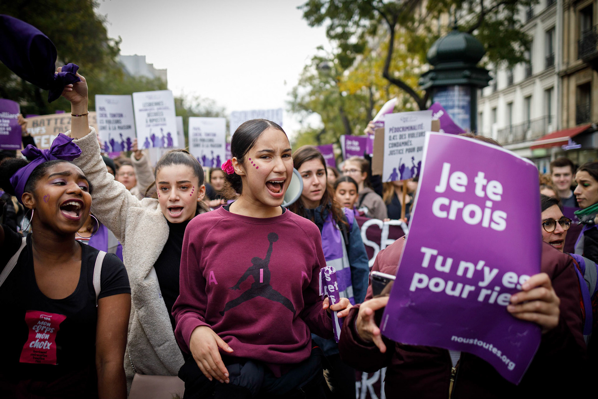 Marche contre les violences sexistes et sexuelles organisée, par le collectif féministe Nous Toutes, à Paris. Paris, FRANCE - 23/11/2019