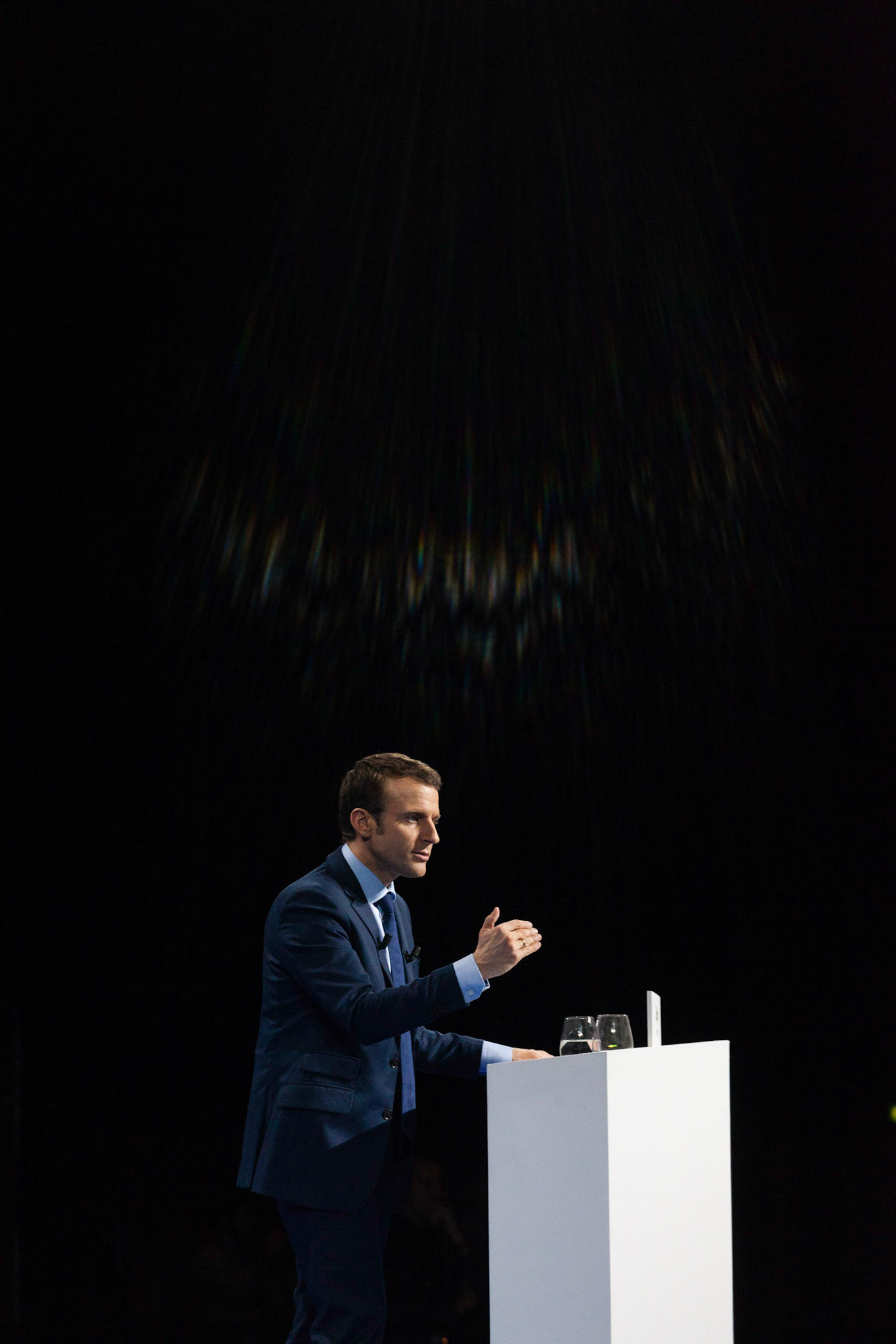 Emmanuel Macron en meeting à delivers à Dijon, pendant la campagne présidentielle. 23/03/2017