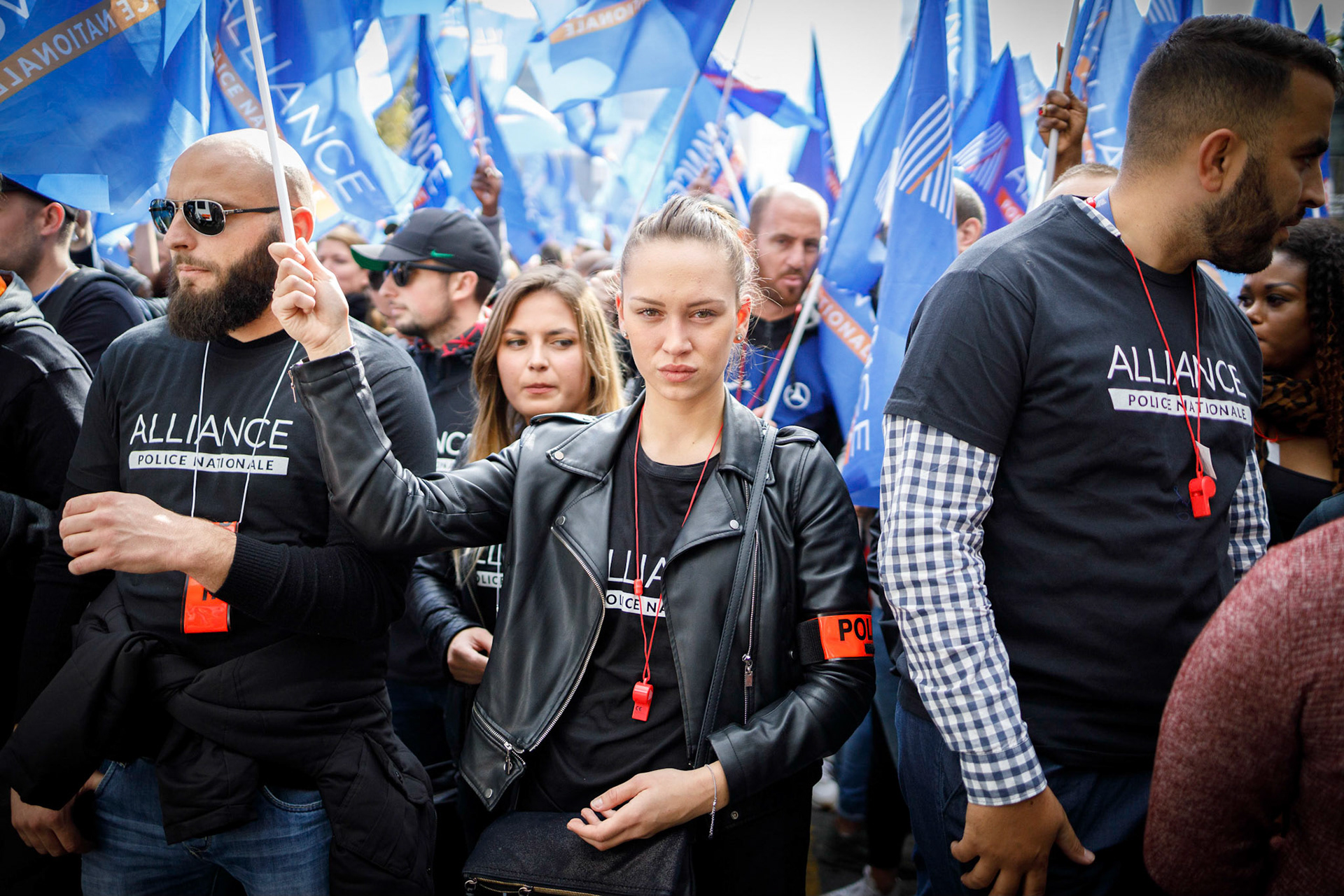 Manifestation des fonctionnaires de la police nationale, à Paris. Paris, FRANCE - 02/10/2019