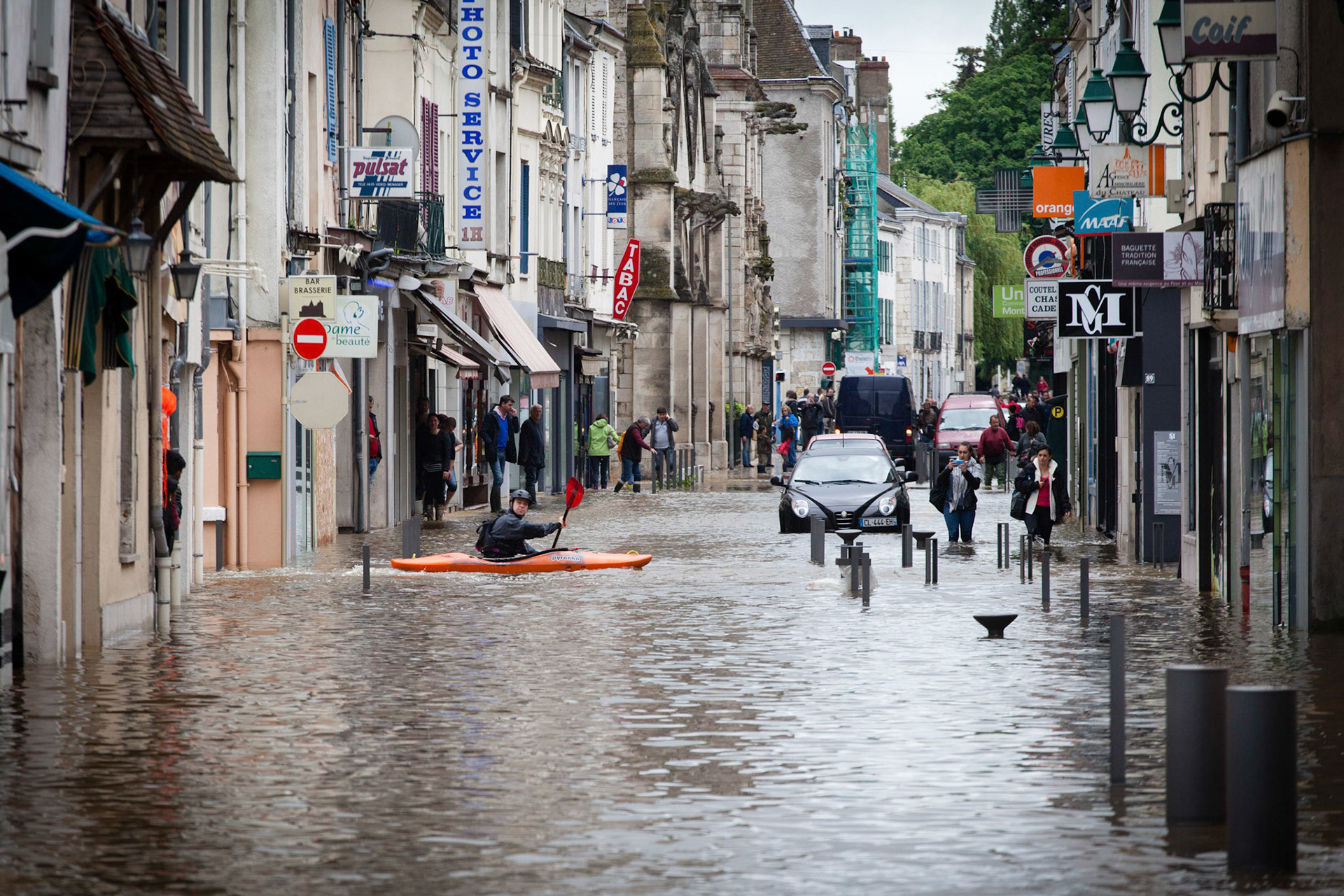 Inondations, suite à une crue du Loing, à Montargis. 01/06/2016