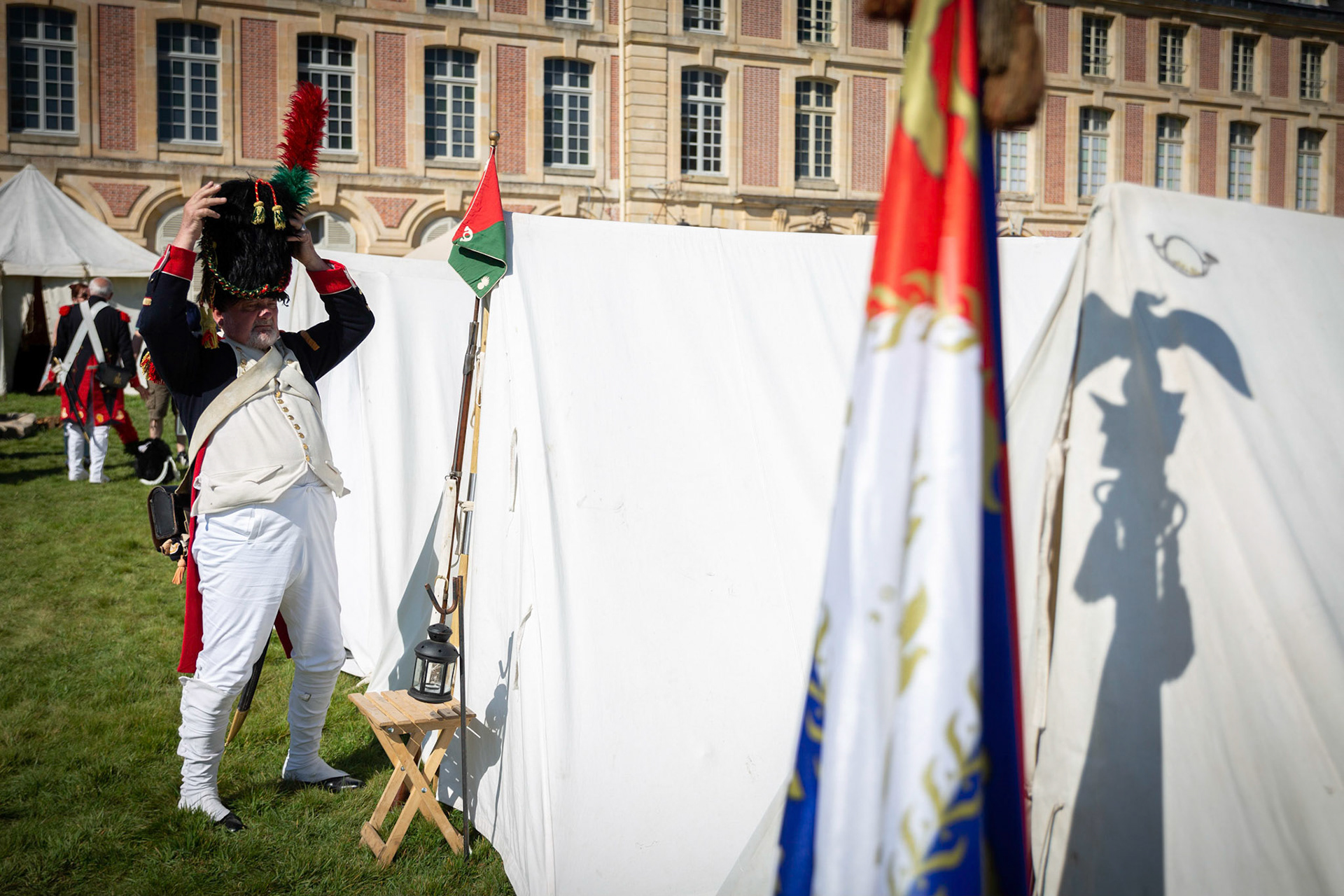 Reconstitution historique, d'un séjour de Napoléon et Joséphine au château de Fontainebleau. Fontainebleau, FRANCE - 20/04/2019