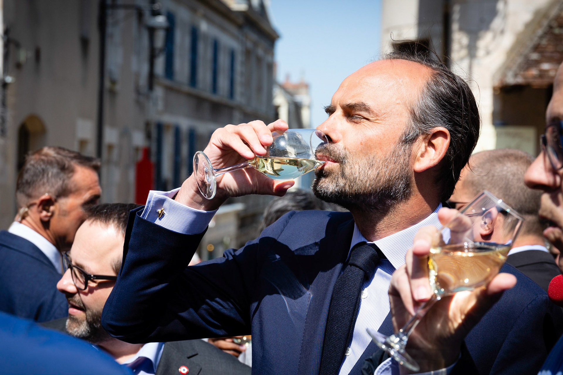 Le premier ministre Edouard Philippe visite la ville de Sancerre. Sancerre, FRANCE- 04/05/2018