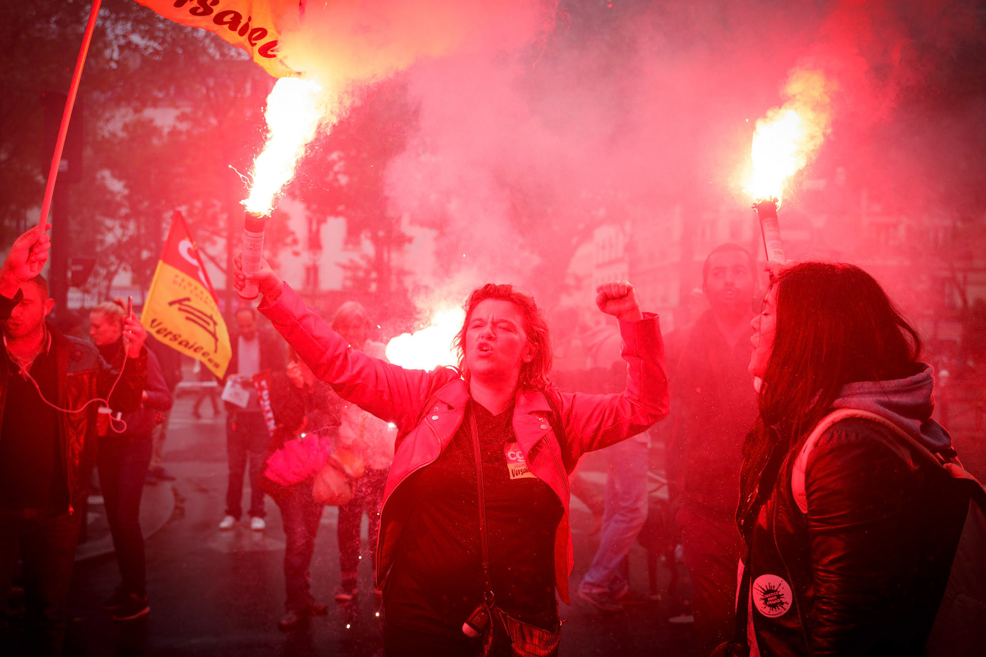 Manifestation à Paris, contre la réforme des retraites. Paris, FRANCE - 24/09/2019