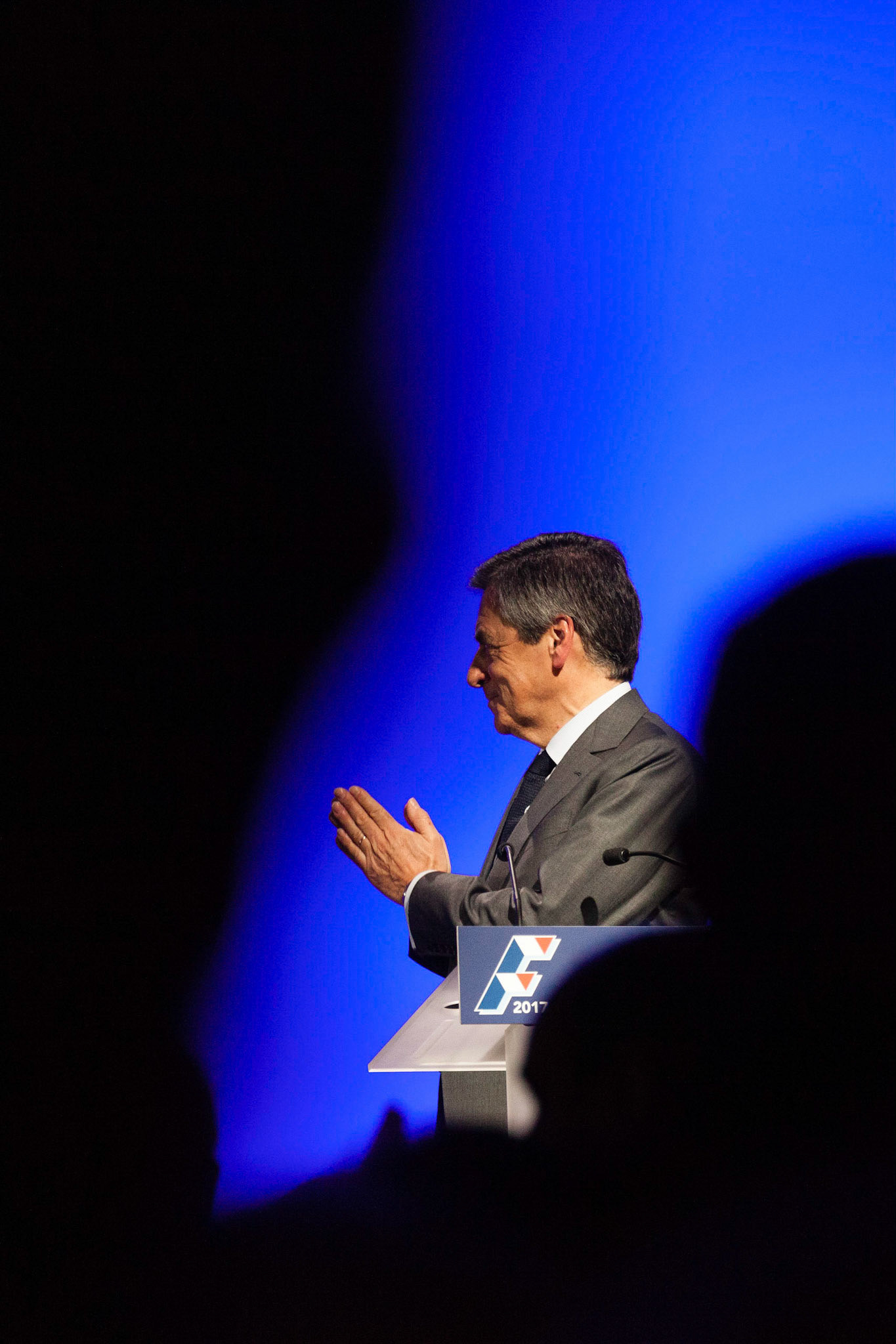 François Fillon en meeting, pendant la campagne présidentielle de 2017, à Orléans. France, Orléans, 07/03/2017