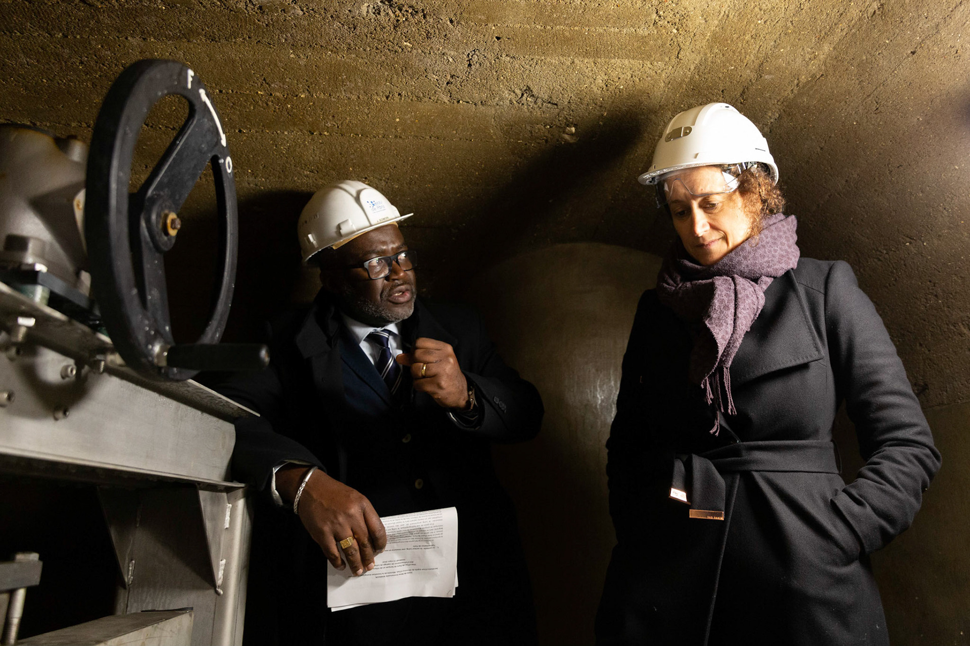 Emmanuelle Wargon (secrétaire d'Etat auprès du ministre de l'écologie) visite une source d’Eau de Paris, à Villemer. Villemer, FRANCE - 15/03/2019