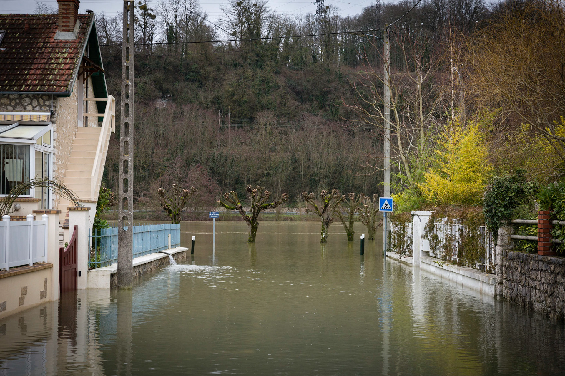 Crue de la Seine et du Loing, à Saint Mammès. Saint-Mammès, FRANCE - 26/01/2018