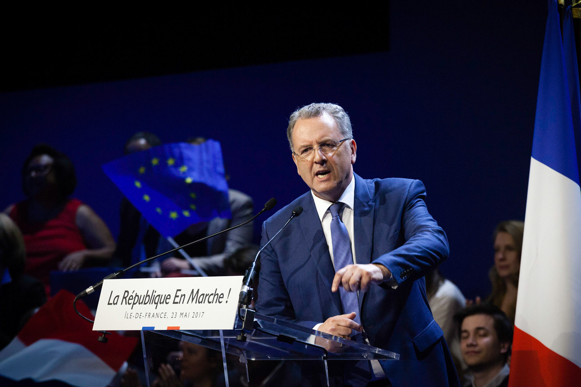 Richard Ferrand pendant un meeting de la République en Marche, pour les élections législatives à Aubervilliers.France, Aubervilliers, 23/05/2017