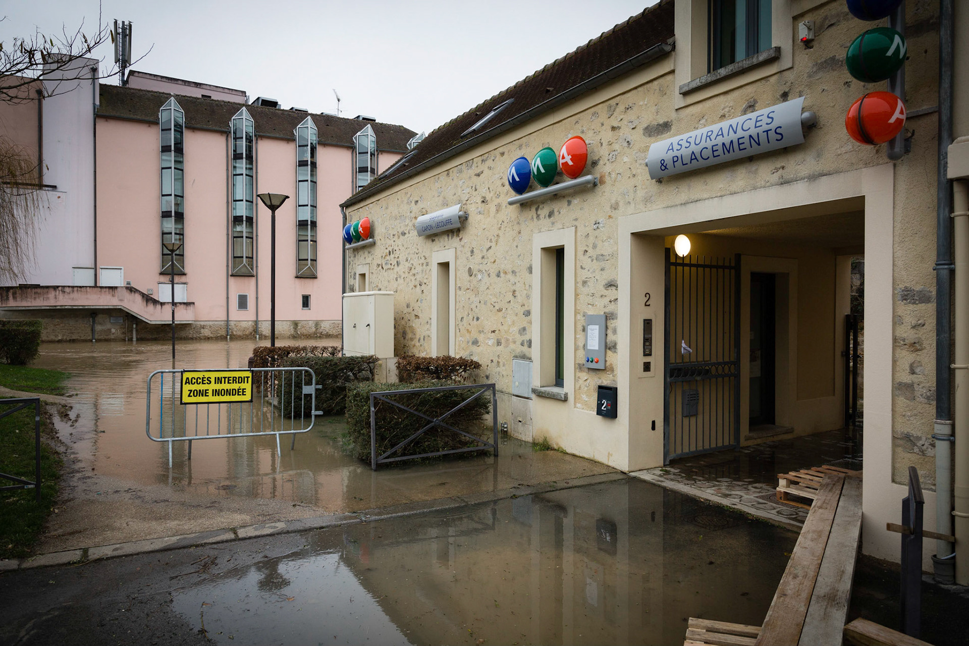 Crue de la Seine à Melun. Melun, FRANCE - 23/01/2018