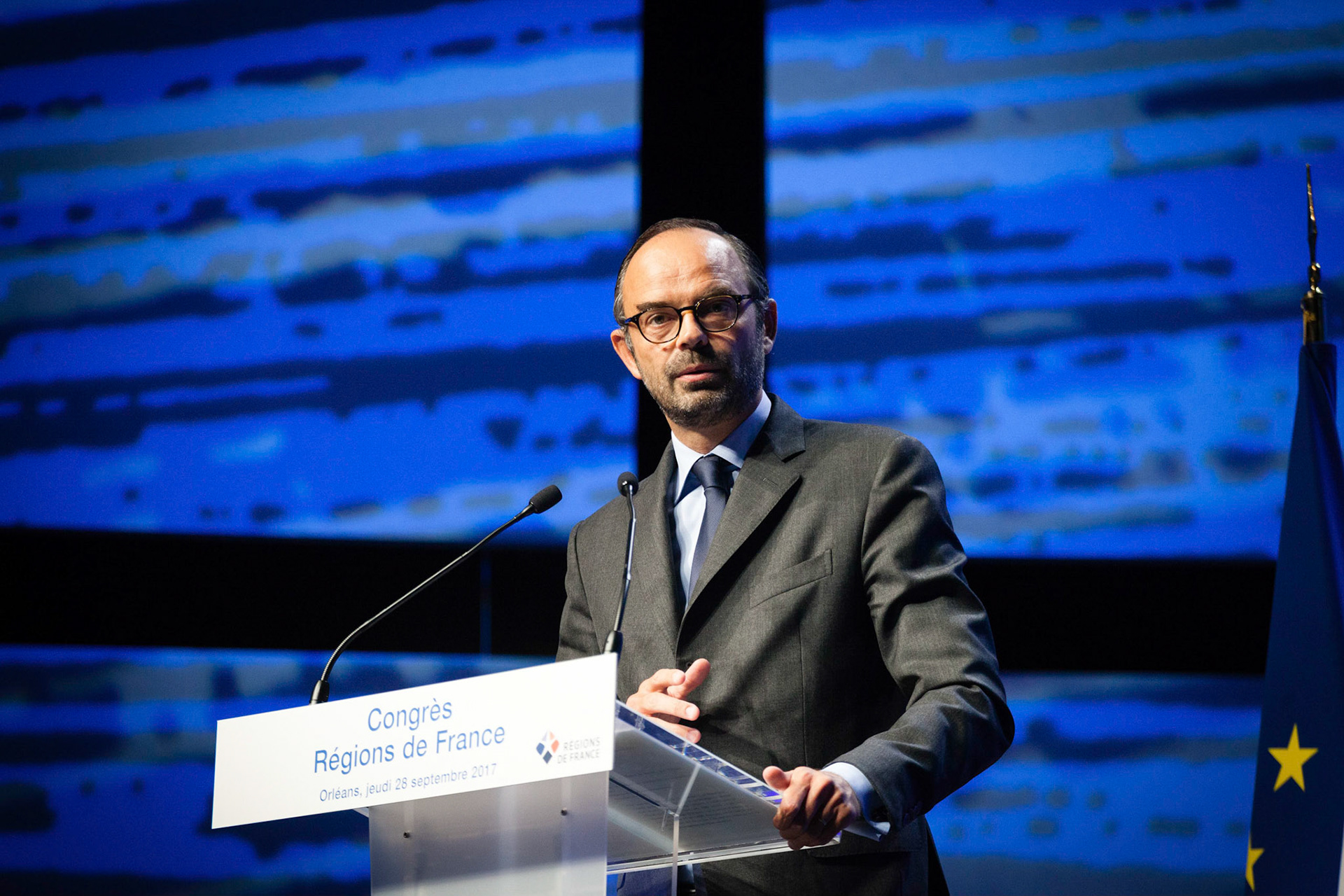Edouard Philippe (premier ministre), lors du congrès des régions de France, à Orléans.France, Orléans, 28/09/2017