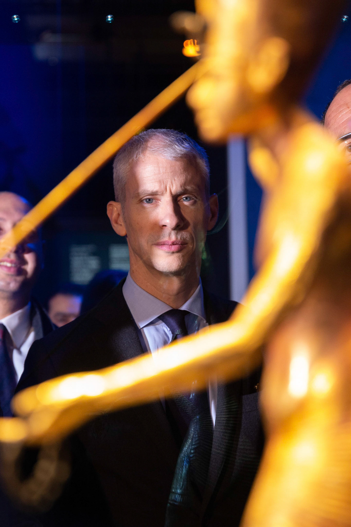 Franck Riester (ministre de la culture) visite l'exposition Toutankhamon à Paris. Paris, FRANCE - 21/03/2019