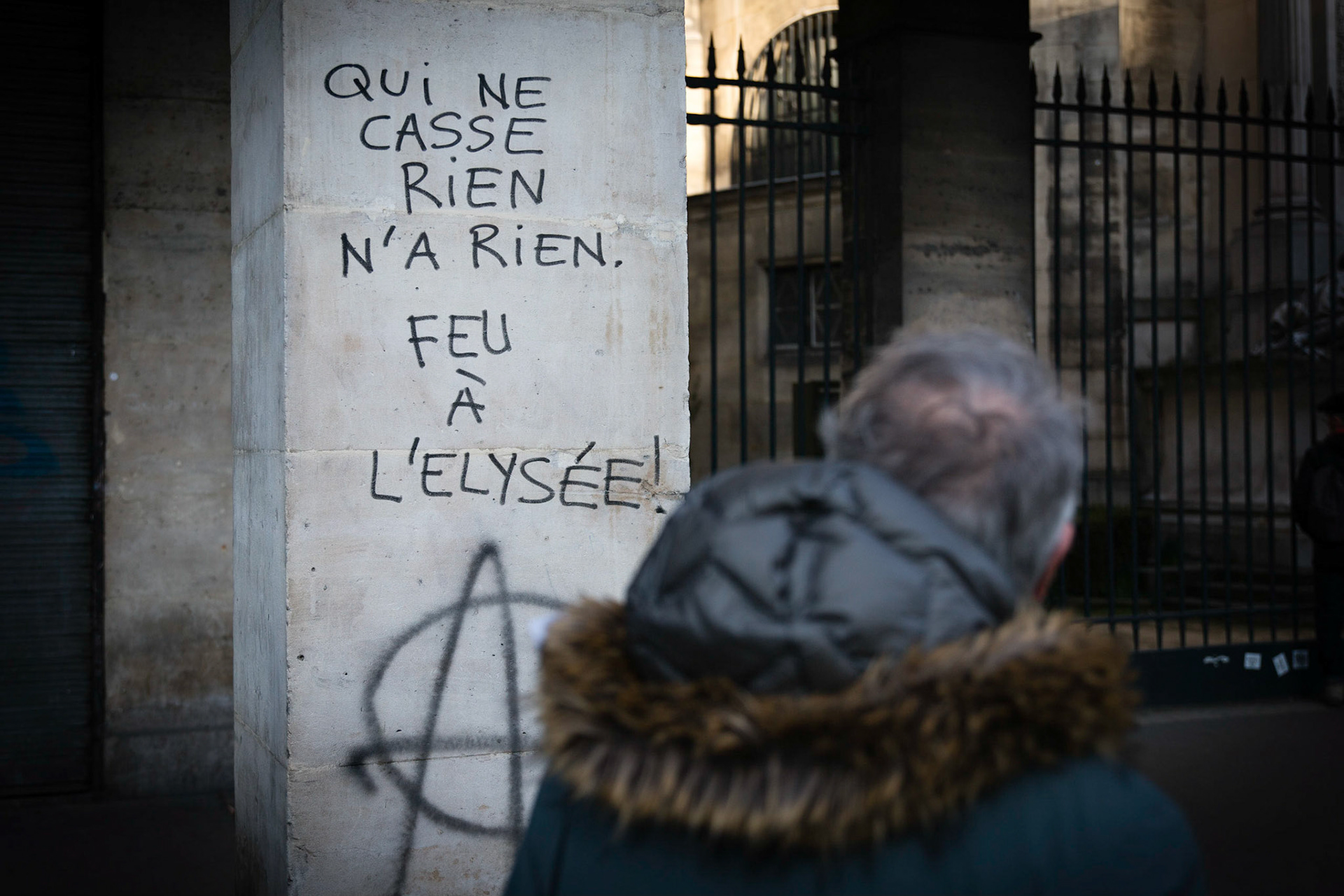 Tags pendant une manifestation de la fonction publique à Paris. Paris, FRANCE - 05/02/2019