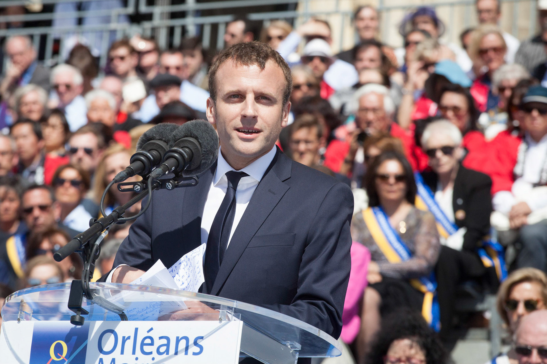 Emmanuel Macron, pendant les fêtes de Jeanne d'Arc à Orléans, le 8 mai 2016. France, Orléans, 08/05/2016