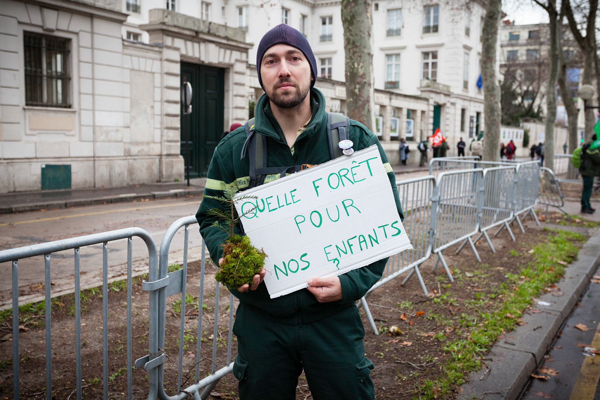 Manifestation des employés de l'ONF à Paris. Paris, FRANCE - 14/12/2017