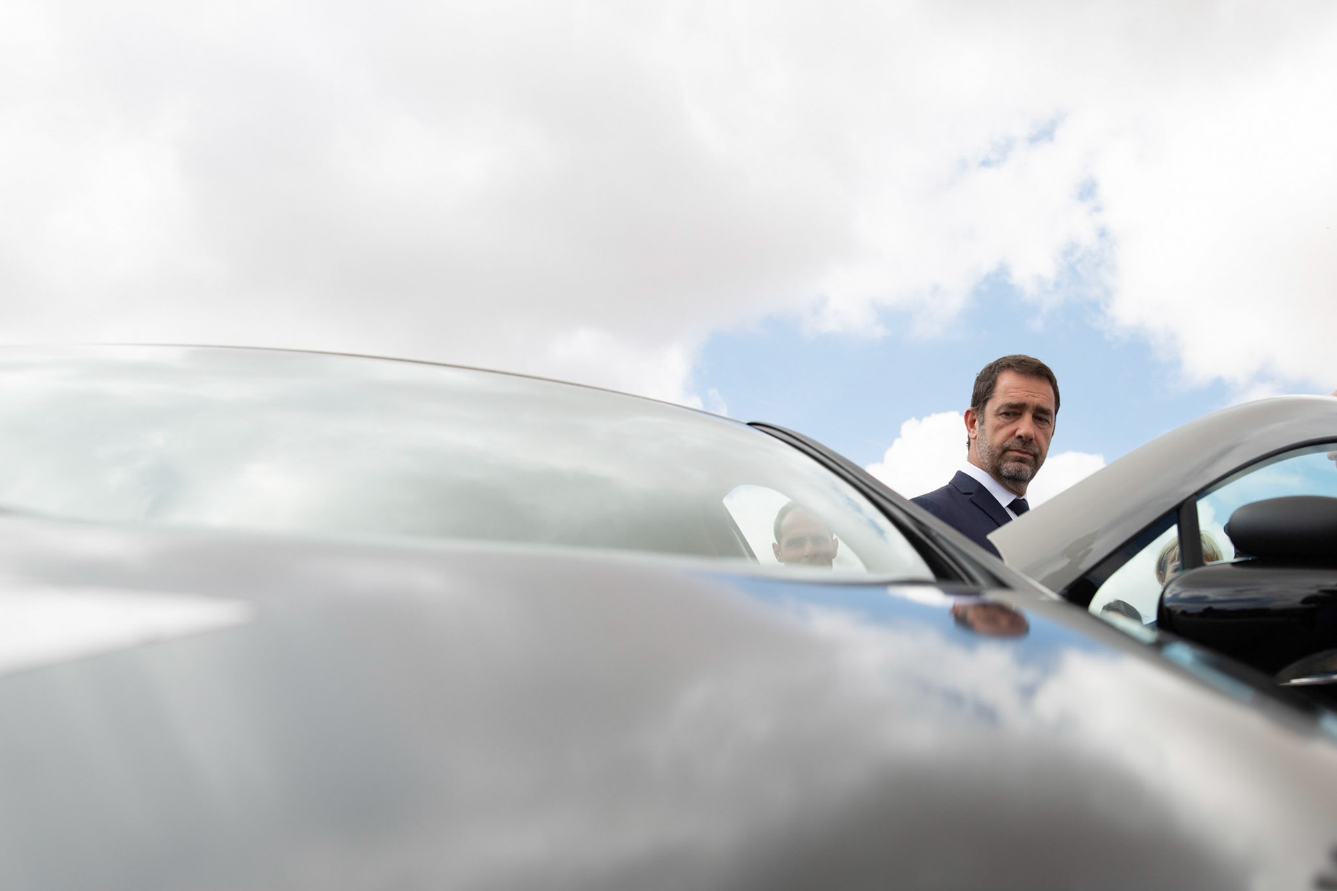 Christophe Castaner (ministre de l'intérieur) visite un centre d'examen du permis de conduire à Mainvilliers. Mainvilliers, FRANCE - 19/07/2019
