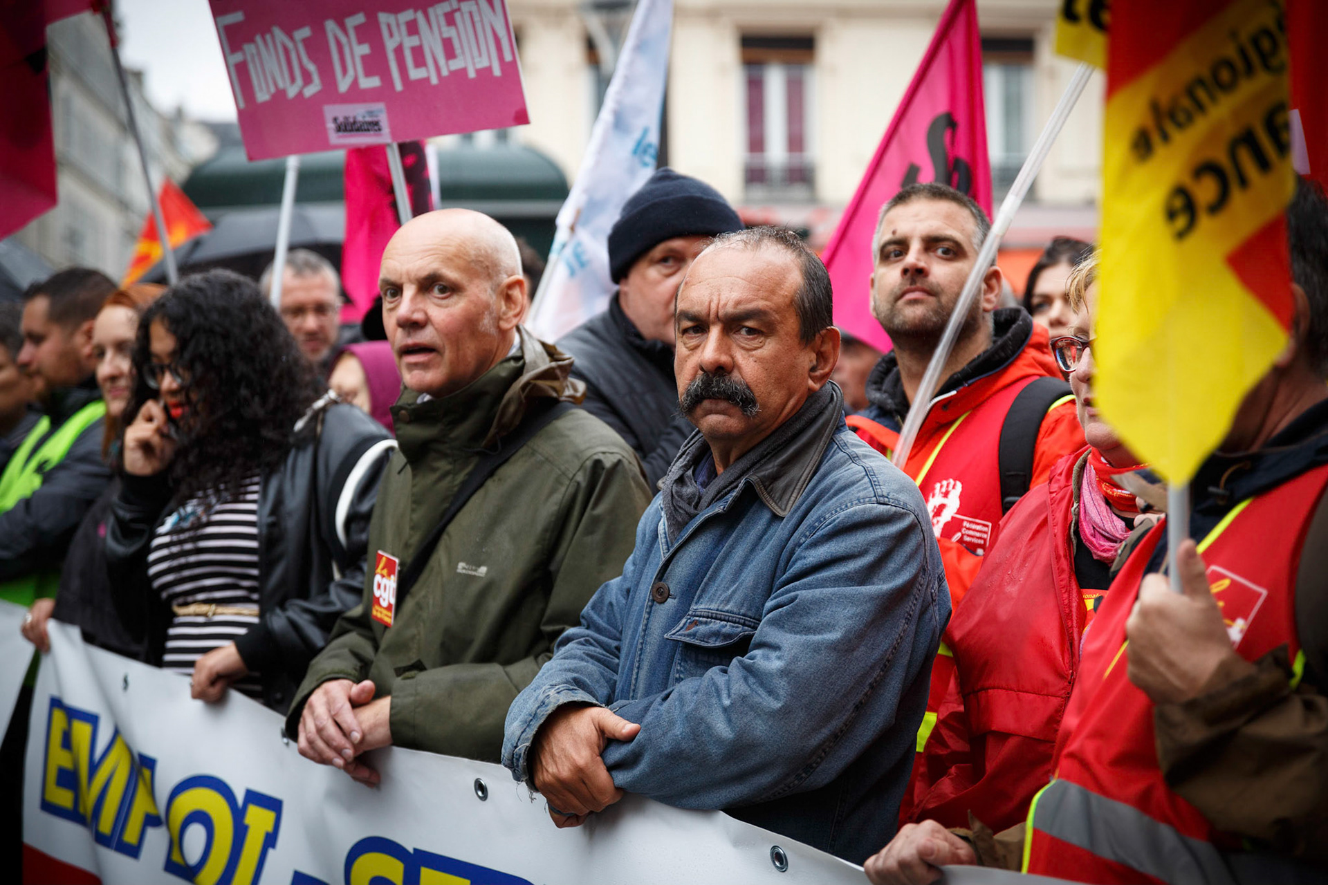 Philippe Martinez (secrétaire général de la CGT) lors de la manifestation à Paris, contre la réforme des retraites. Paris, FRANCE - 24/09/2019