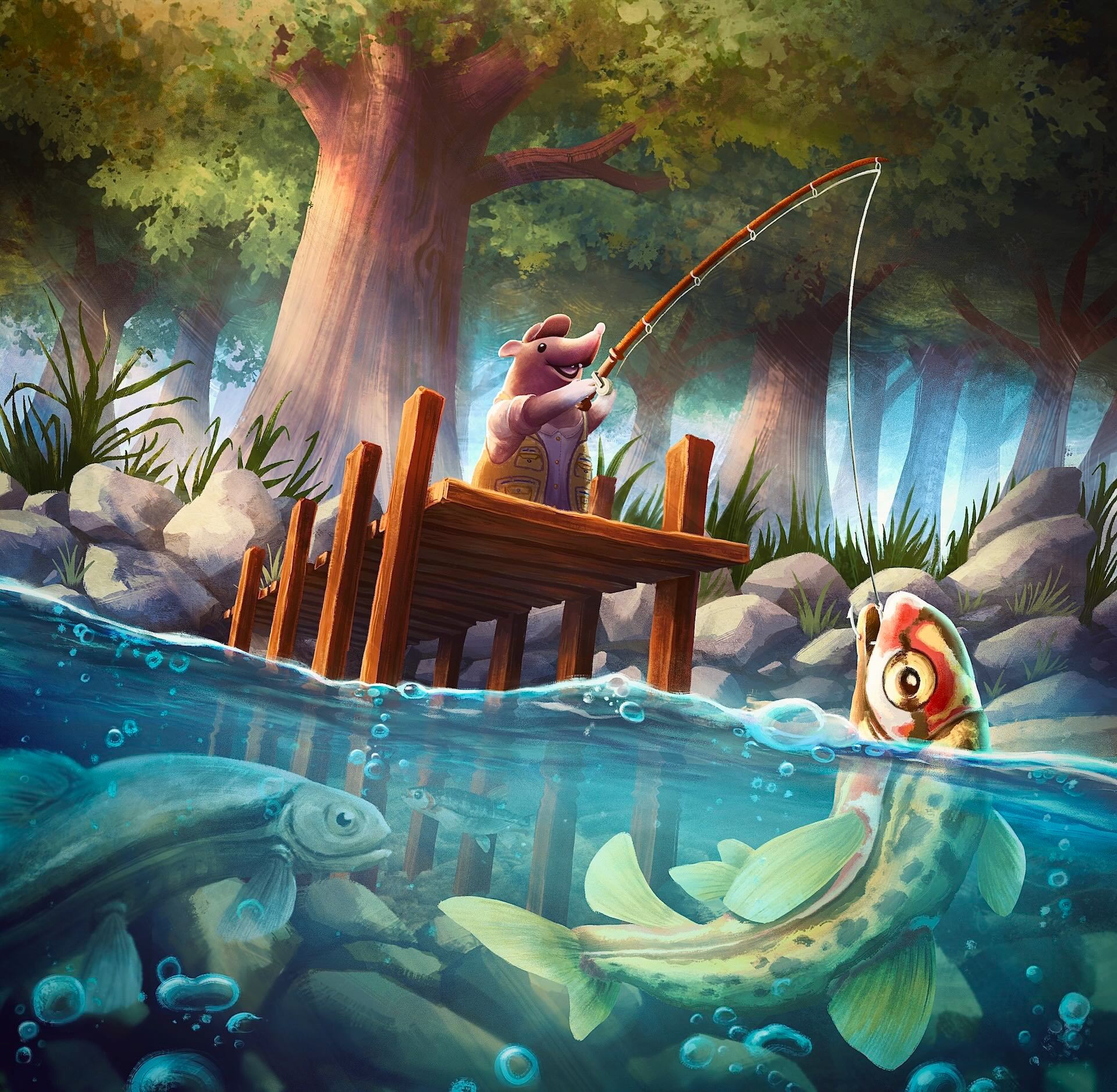 Cover art created for "Reel Tiny", developed by Red Rabbit Games
