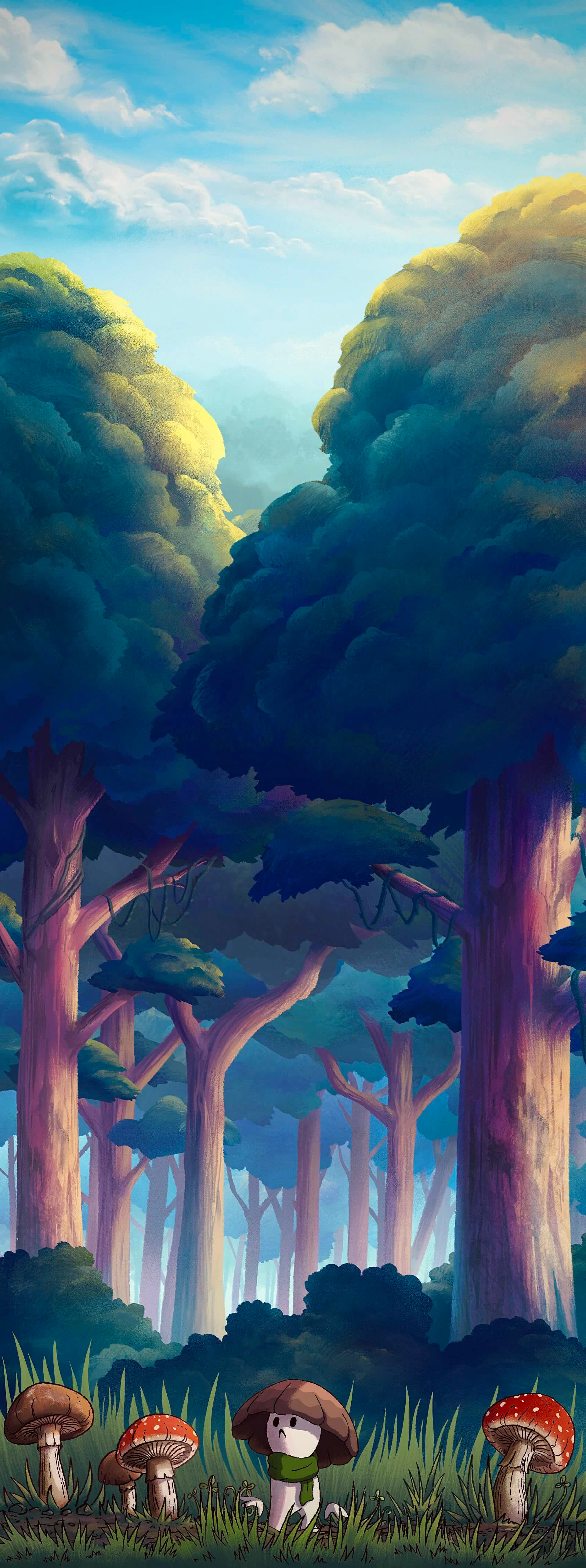 "Mushroom Kid's Big Grass Sword" – Background Painting