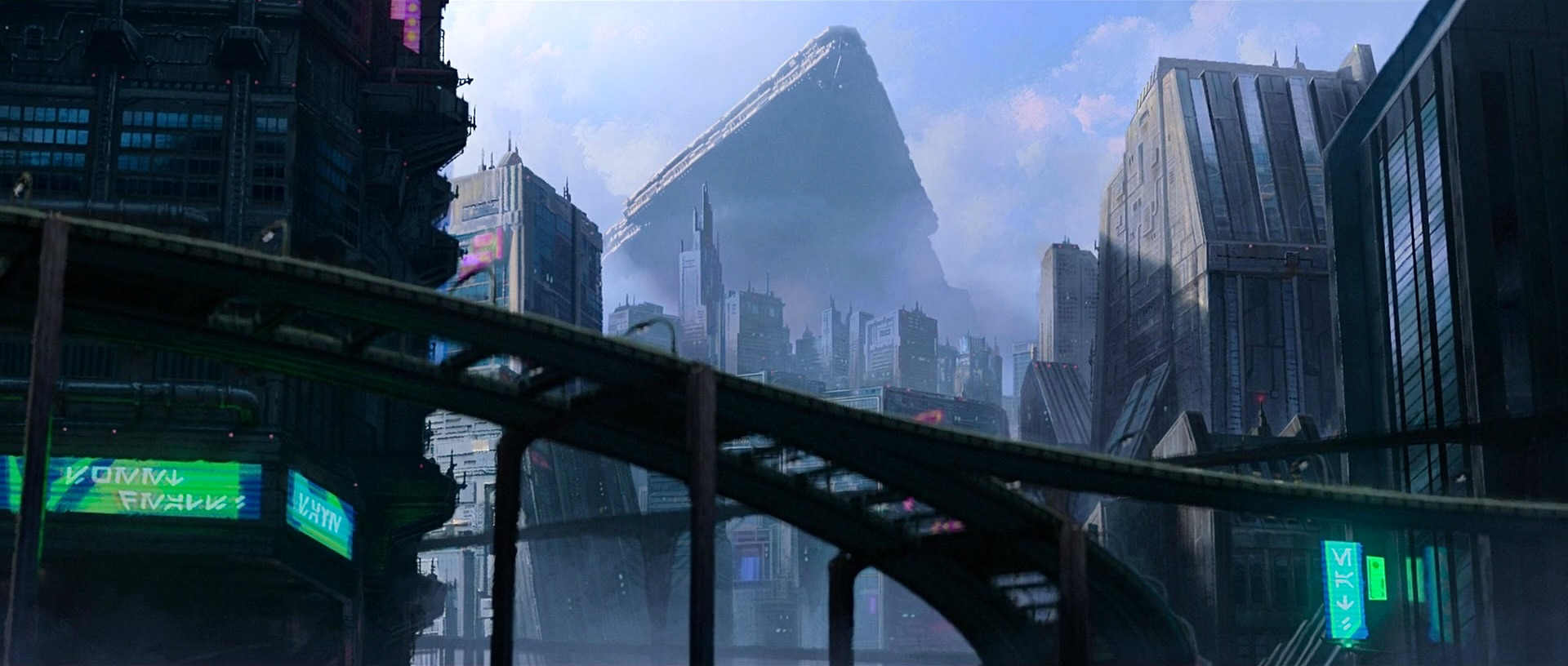 Background DMP (City Buildings) & VFX Compositing (Clouds/HoloSigns)